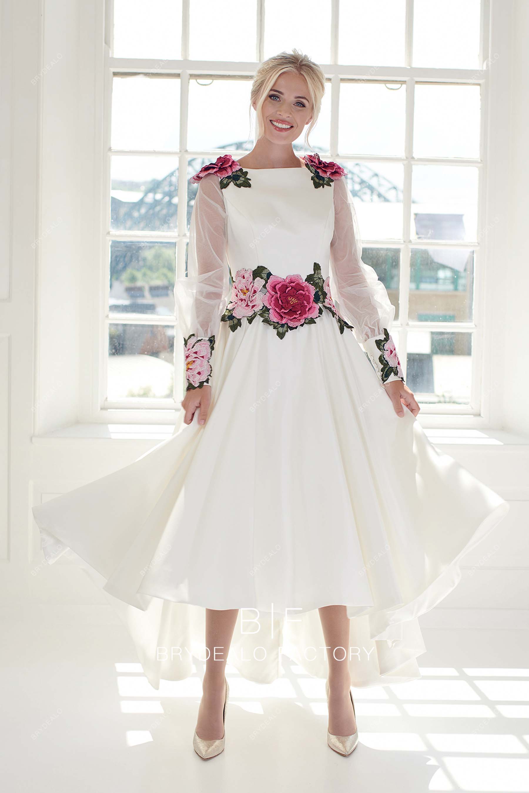 ombre purple mebroidery stylish bridal dress
