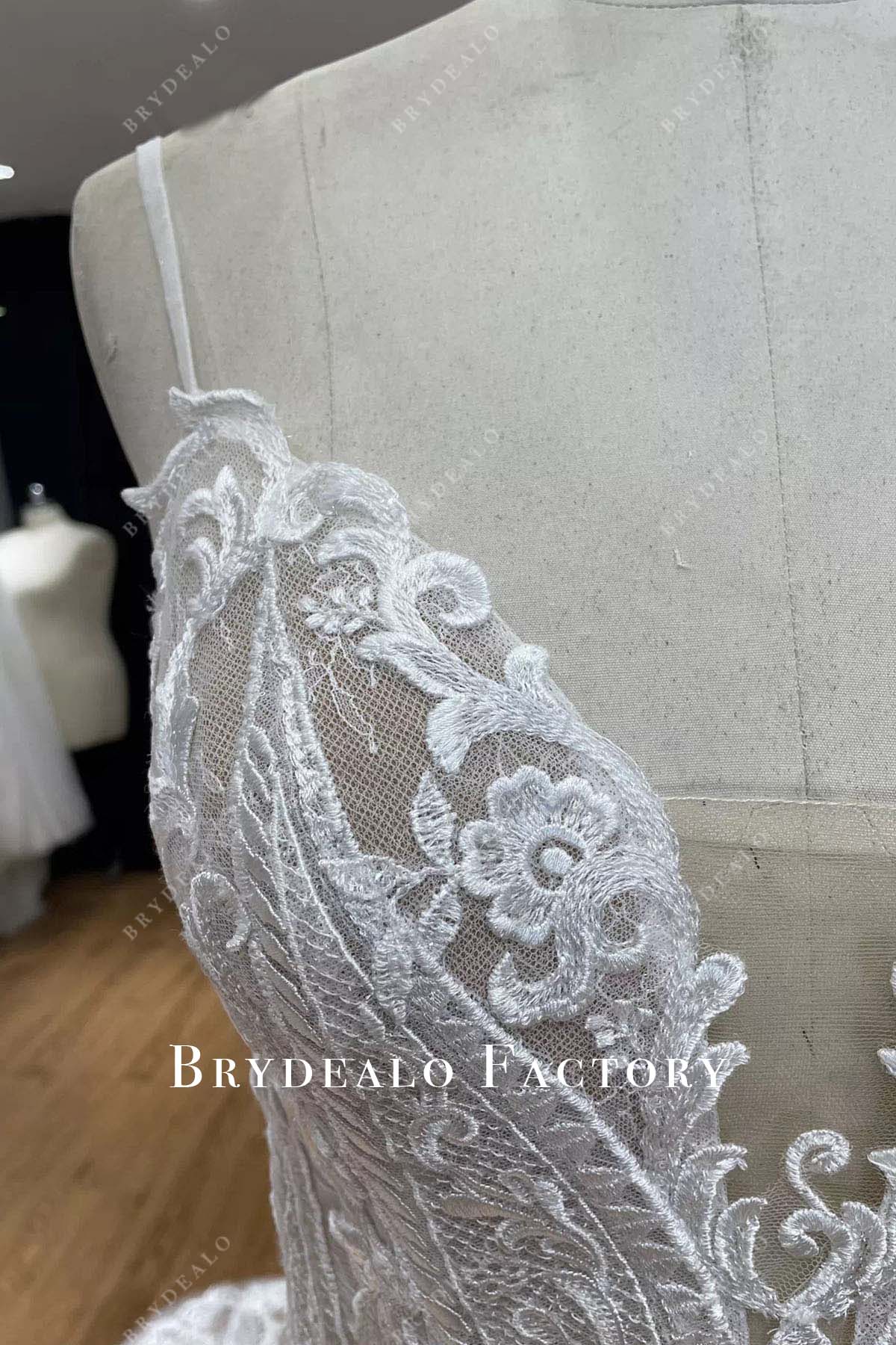 exquisite lace thin straps wedding dress