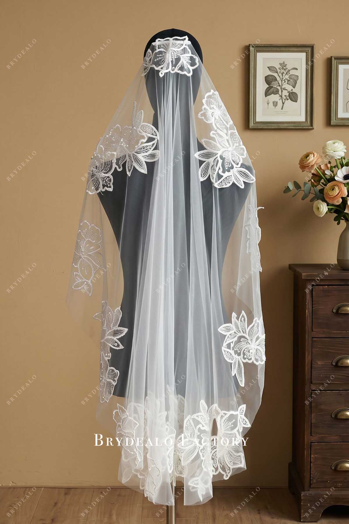 exquisite sequin lace bridal veil