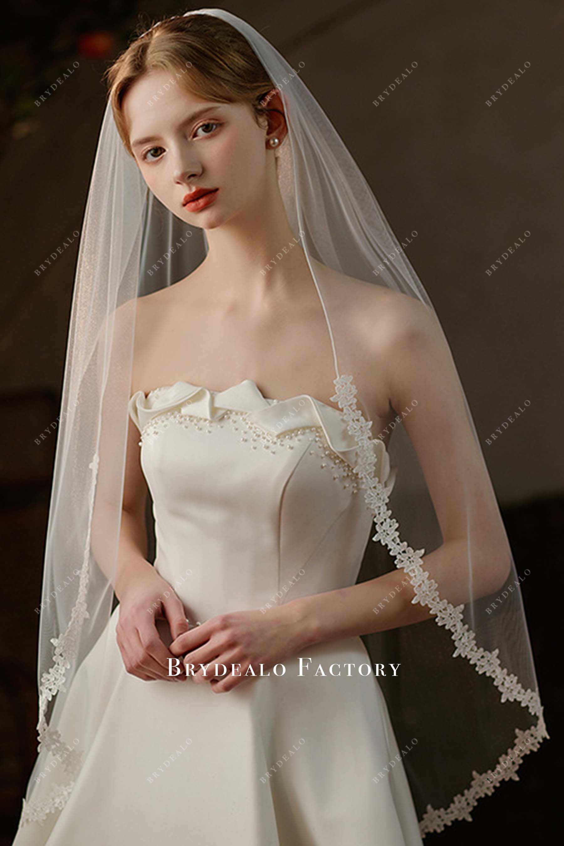 fairy lace edge bridal veil