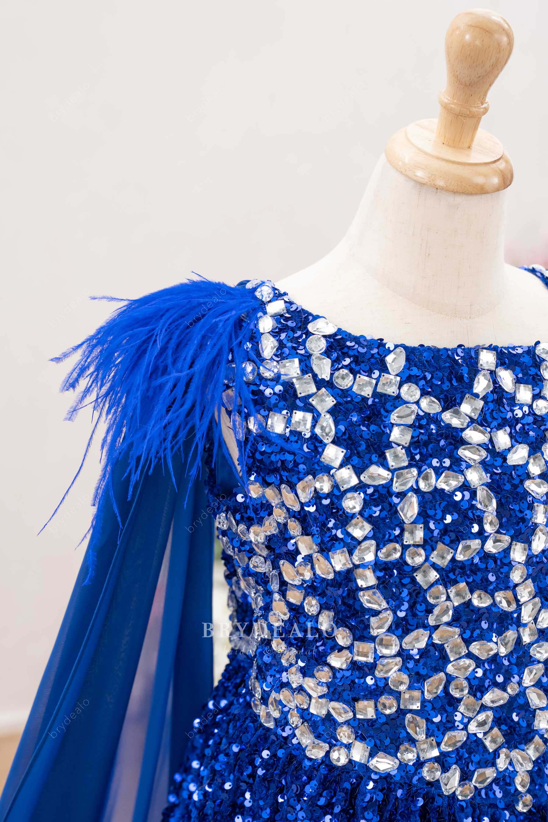 feather cape kids pageant gown