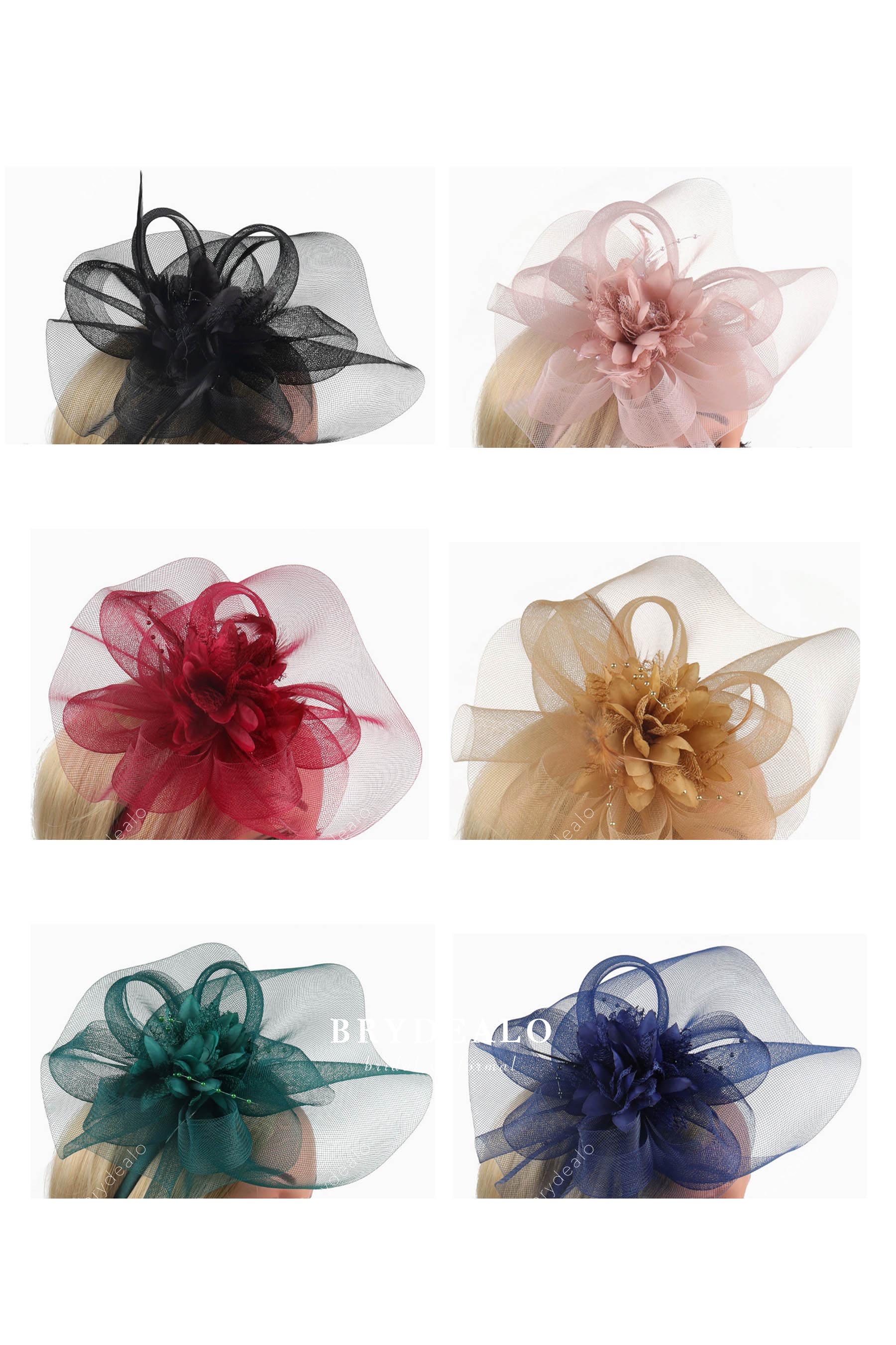 feather flower mesh fascinator