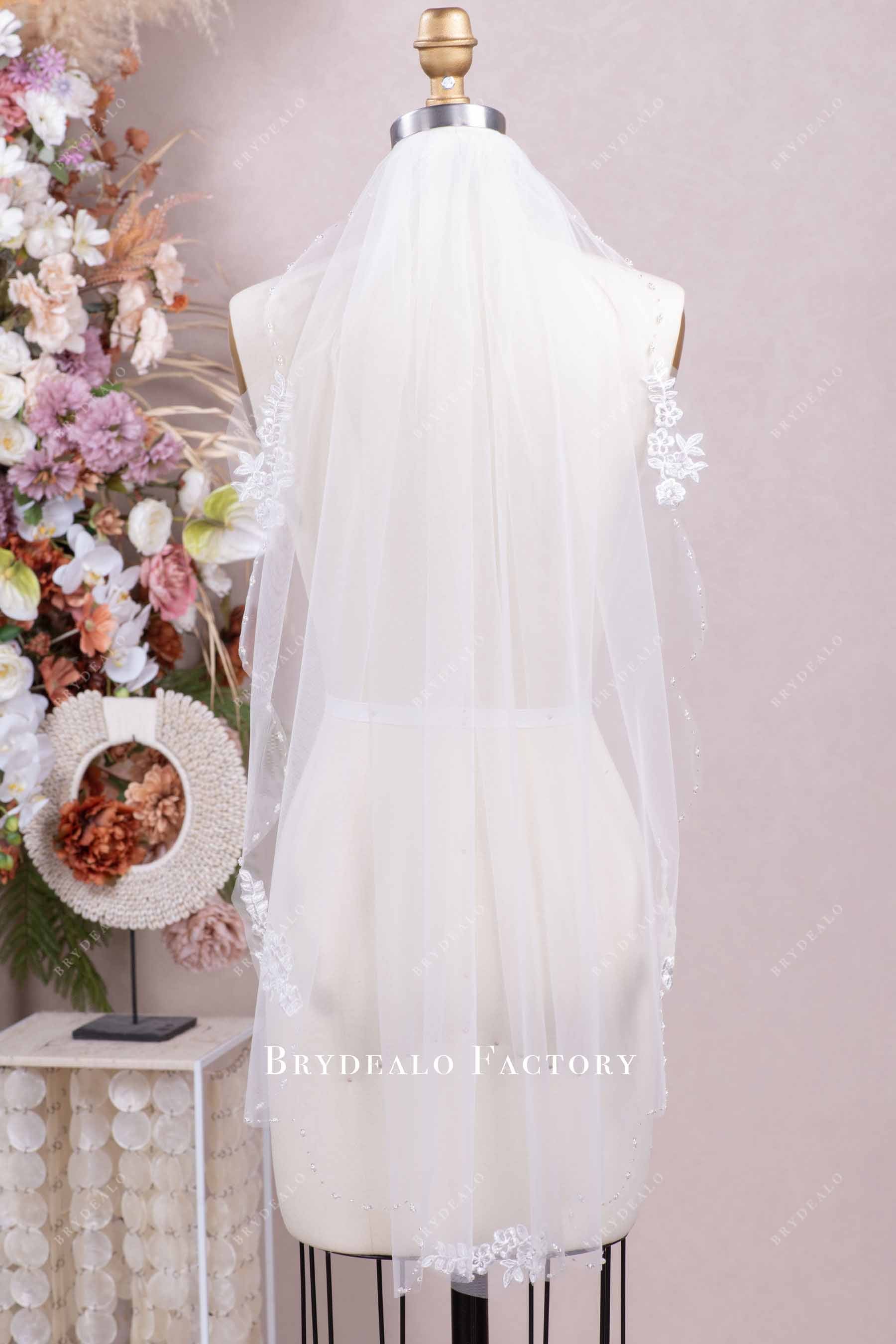 fingertip beaded edge veil
