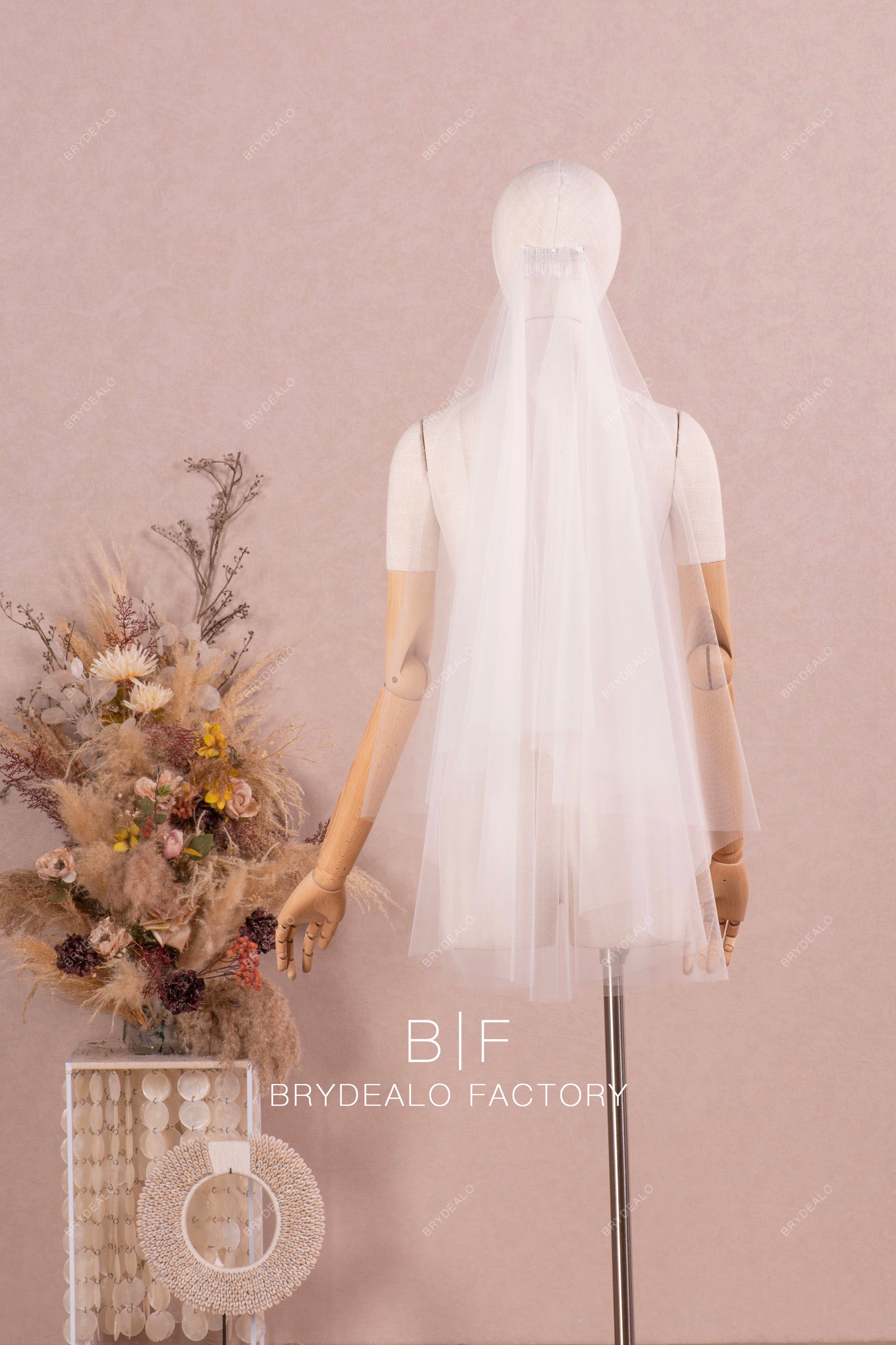fingertip length tulle wedding veil