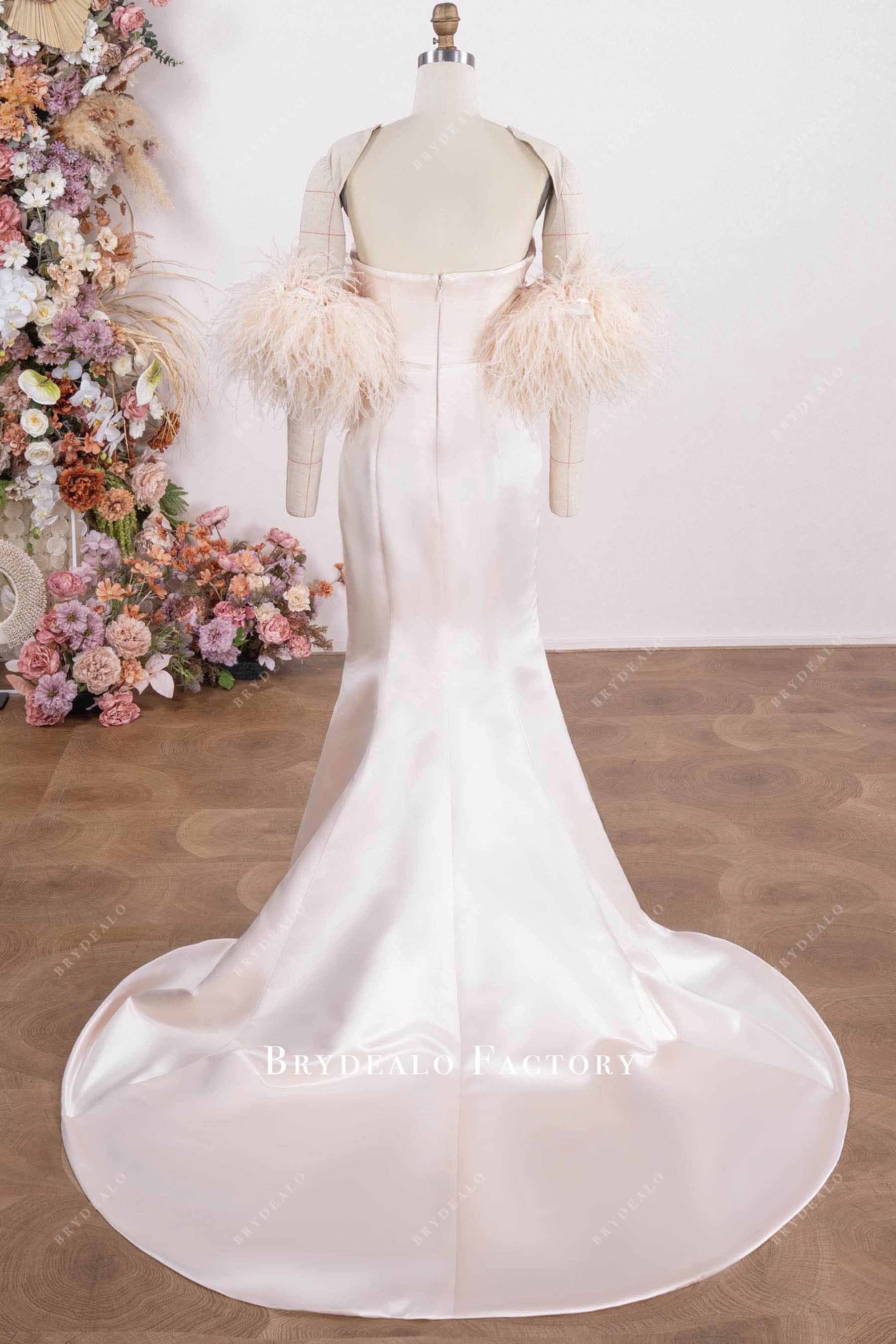 fit flare court train satin prom dress