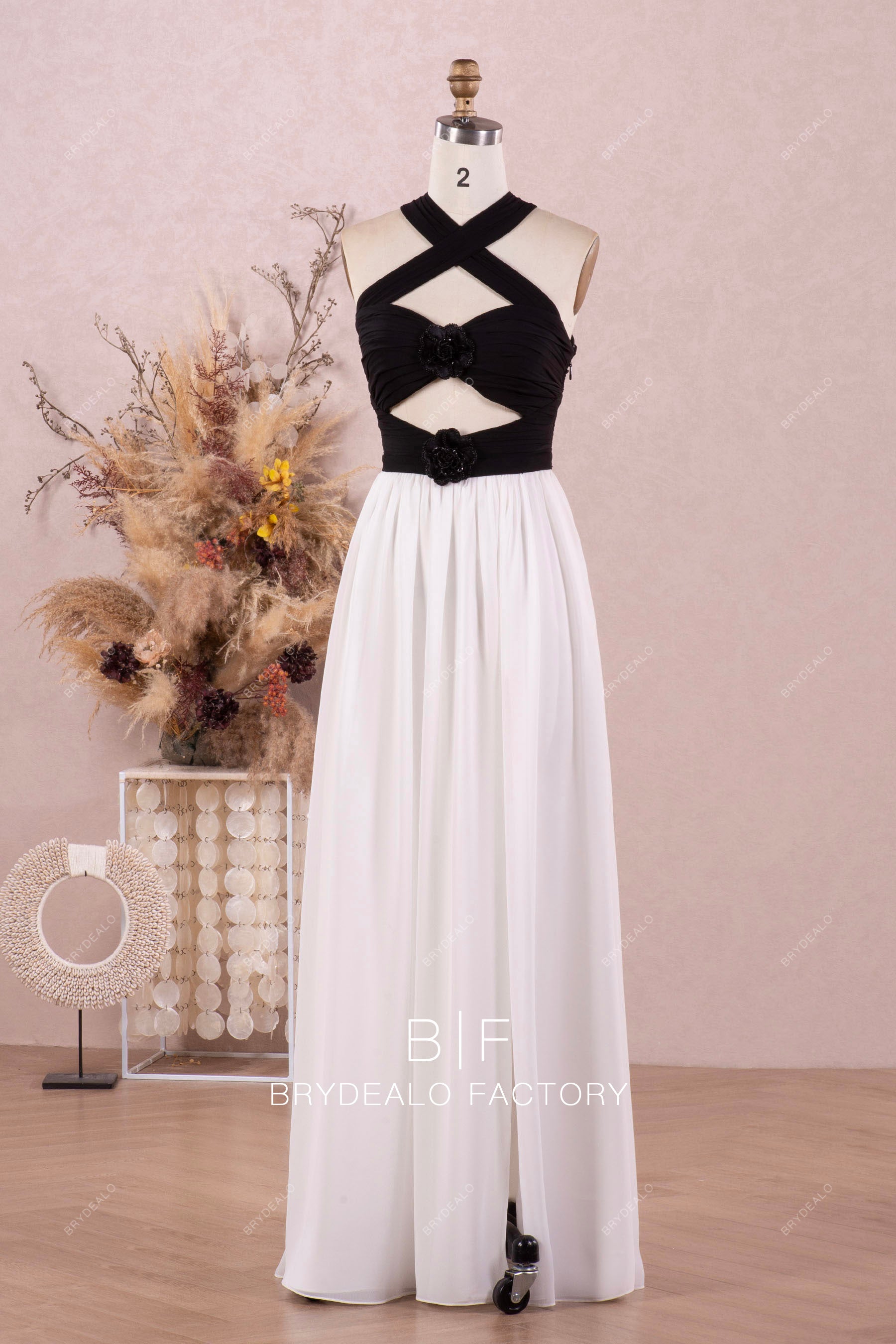 floor length beach chiffon slit wedding dress