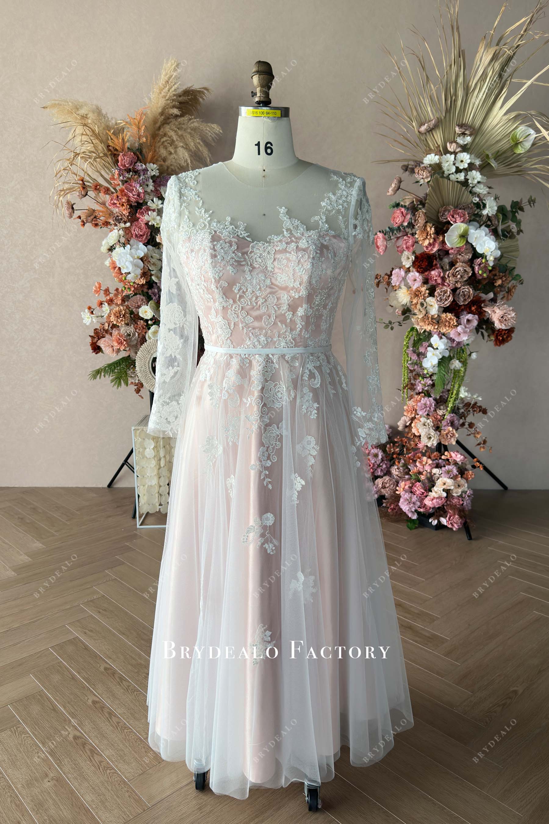 Custom Plus Size Lave Floor Length Wedding Dress