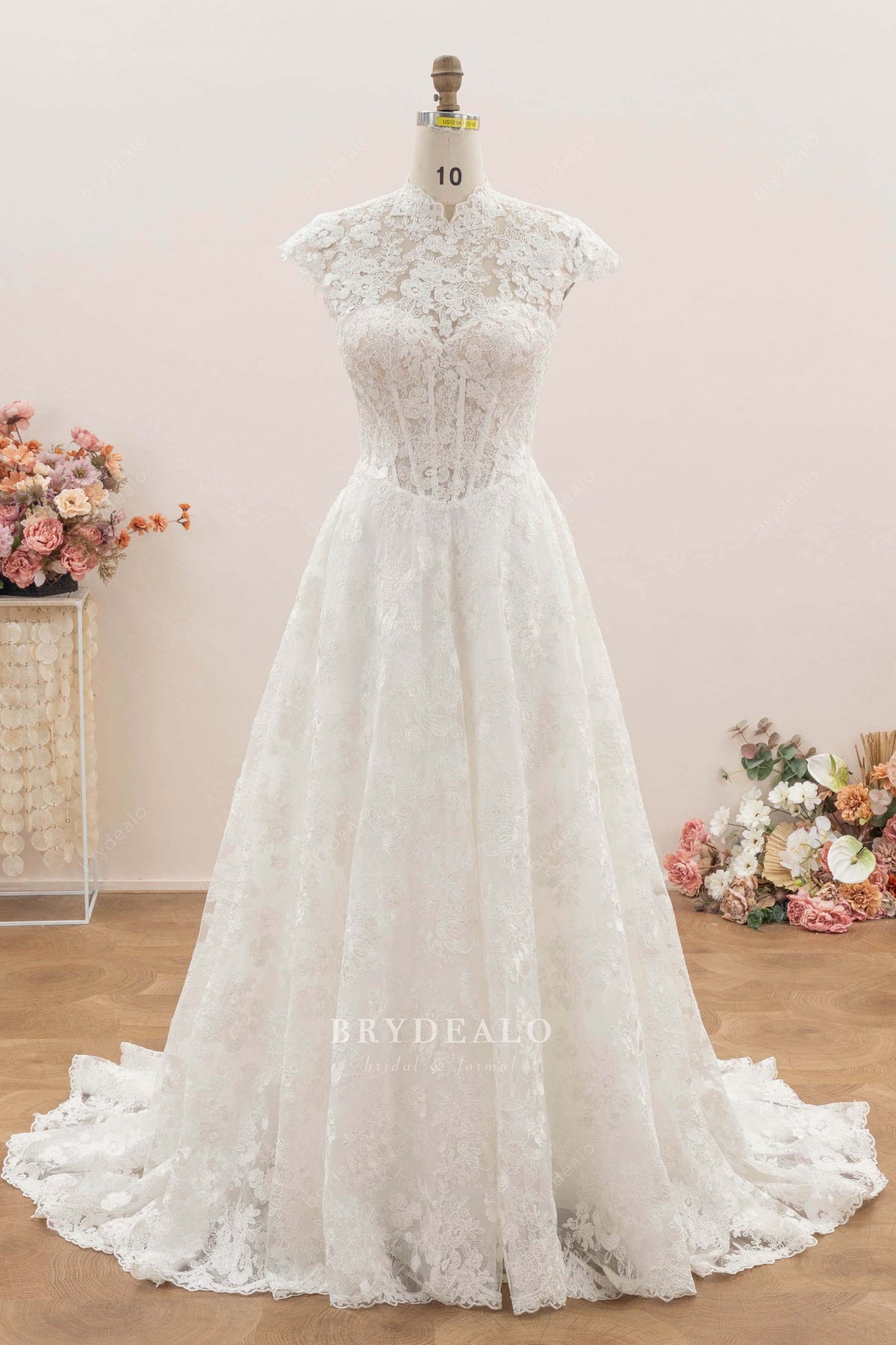 flora lace Aline wedding dress