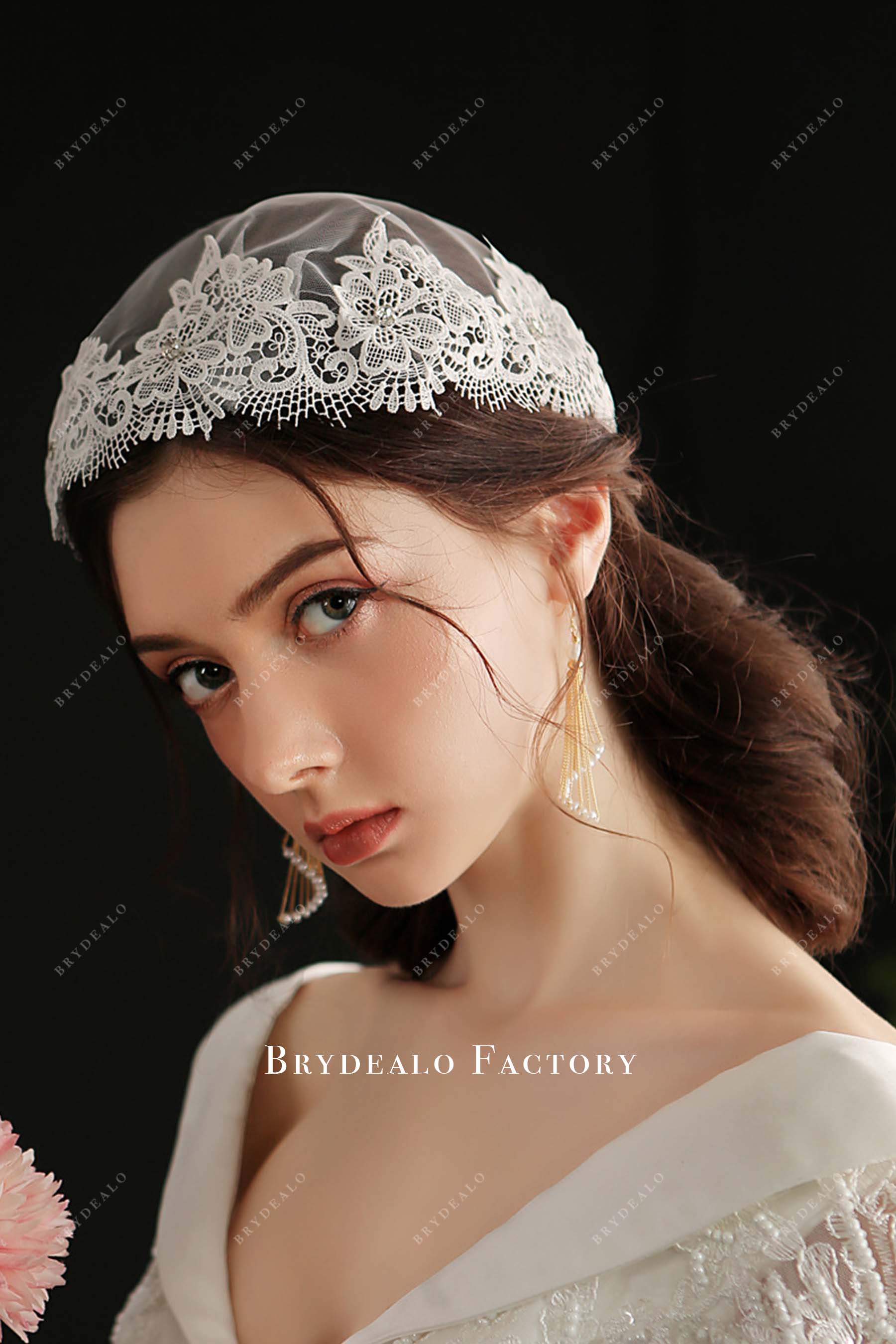 floral hat bridal veil