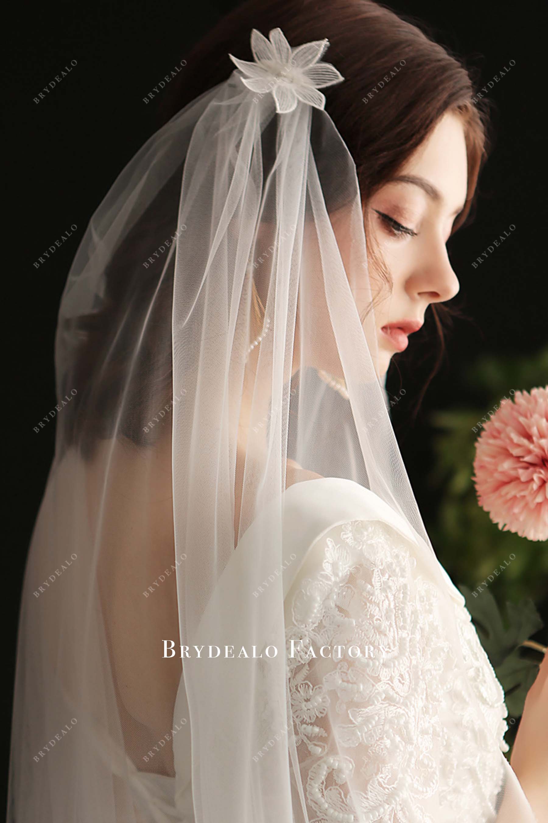 floral long bridal veil