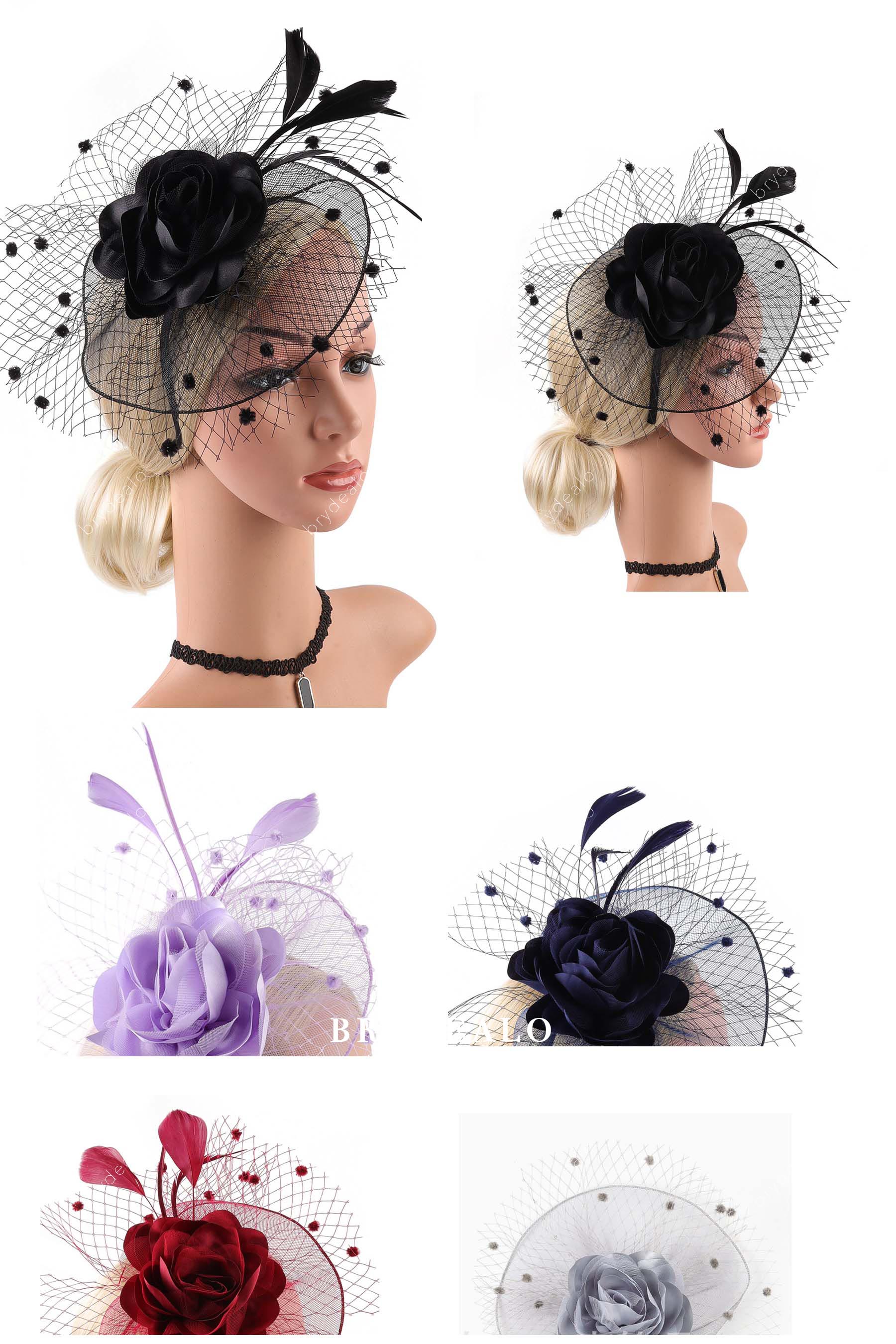 flower feather formal hat