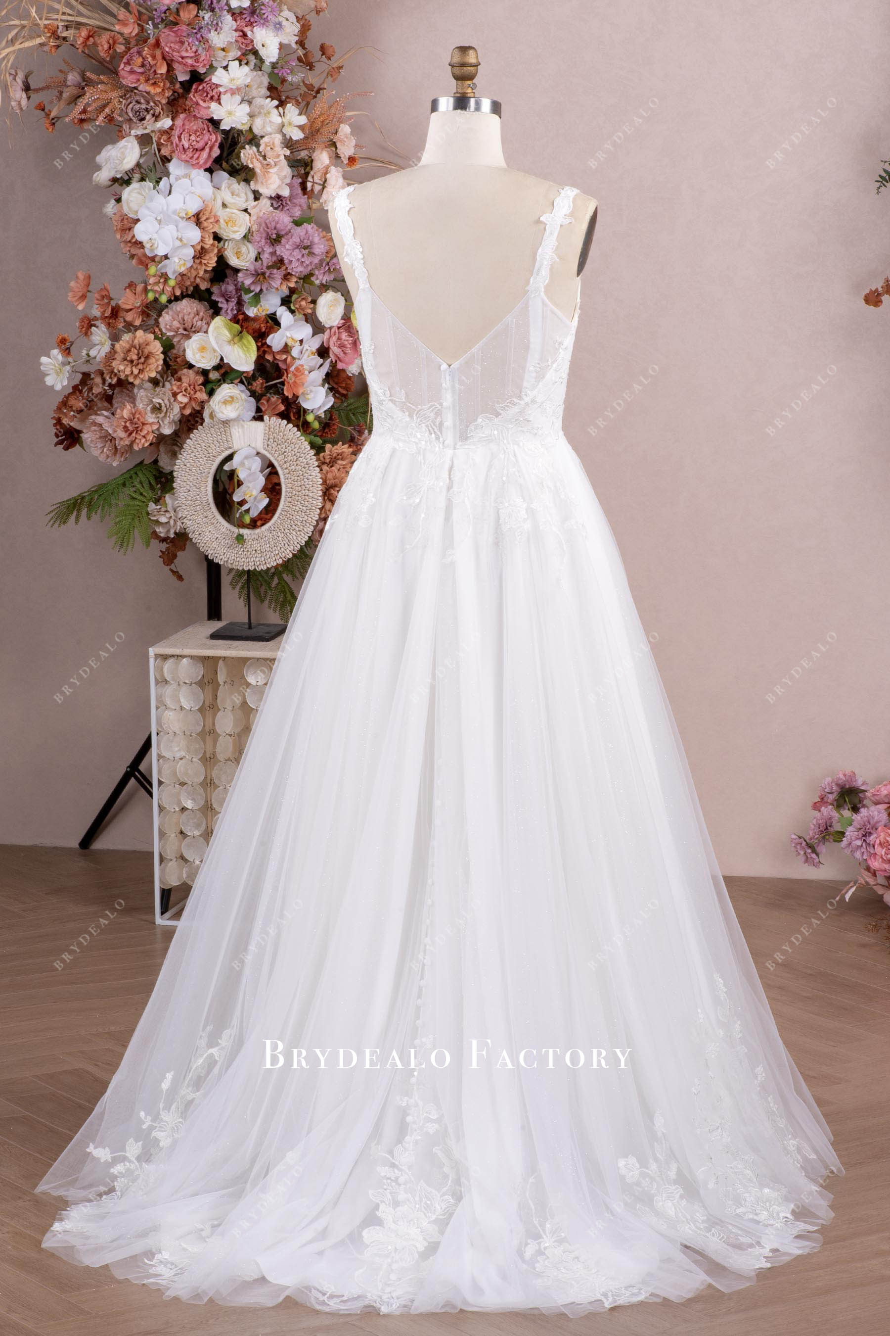 flower lace Aline wedding dress