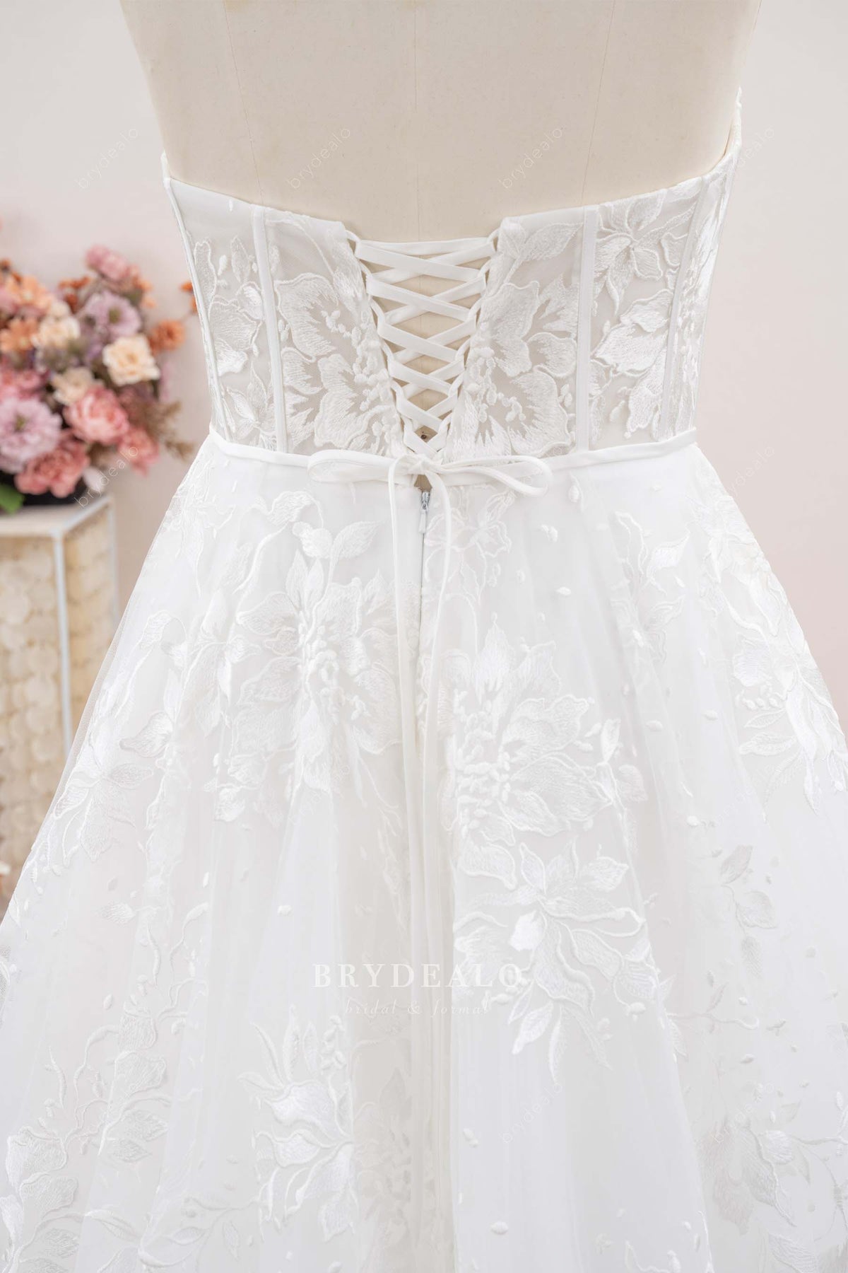 flower lace corset wedding dress