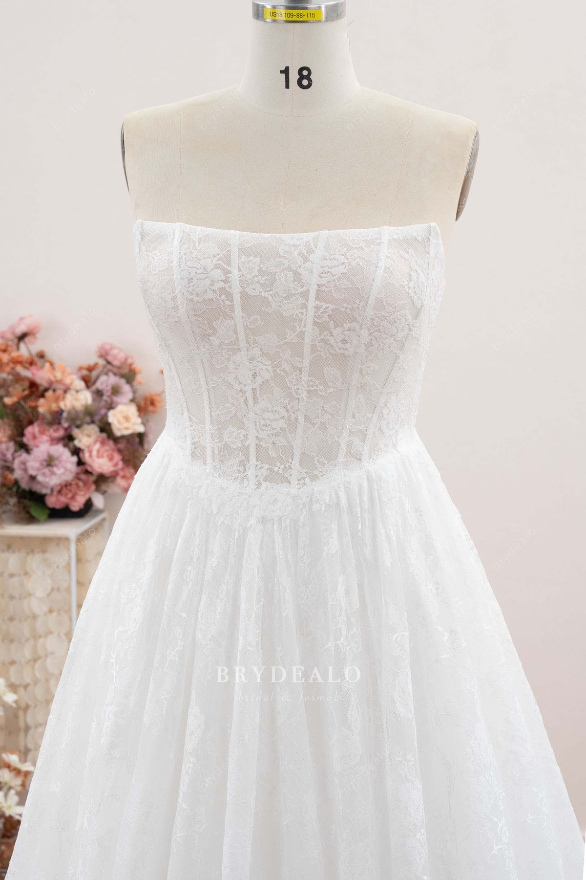 flower lace corset wedding dress