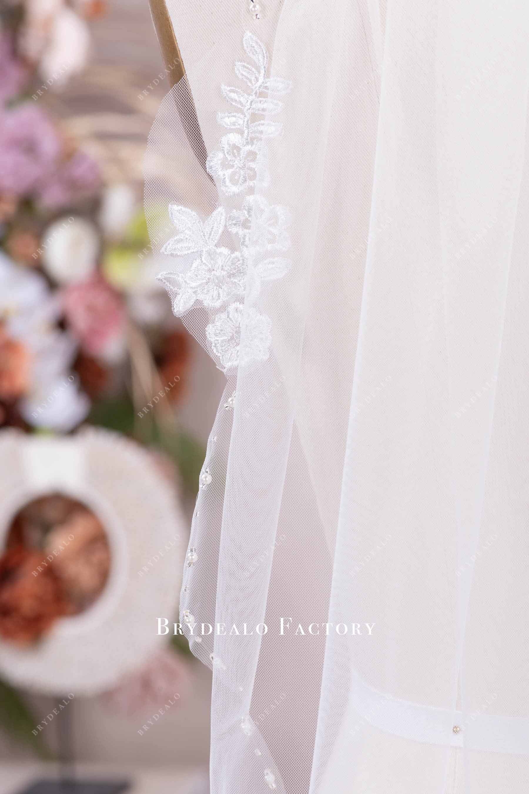 flower lace edge wedding veil