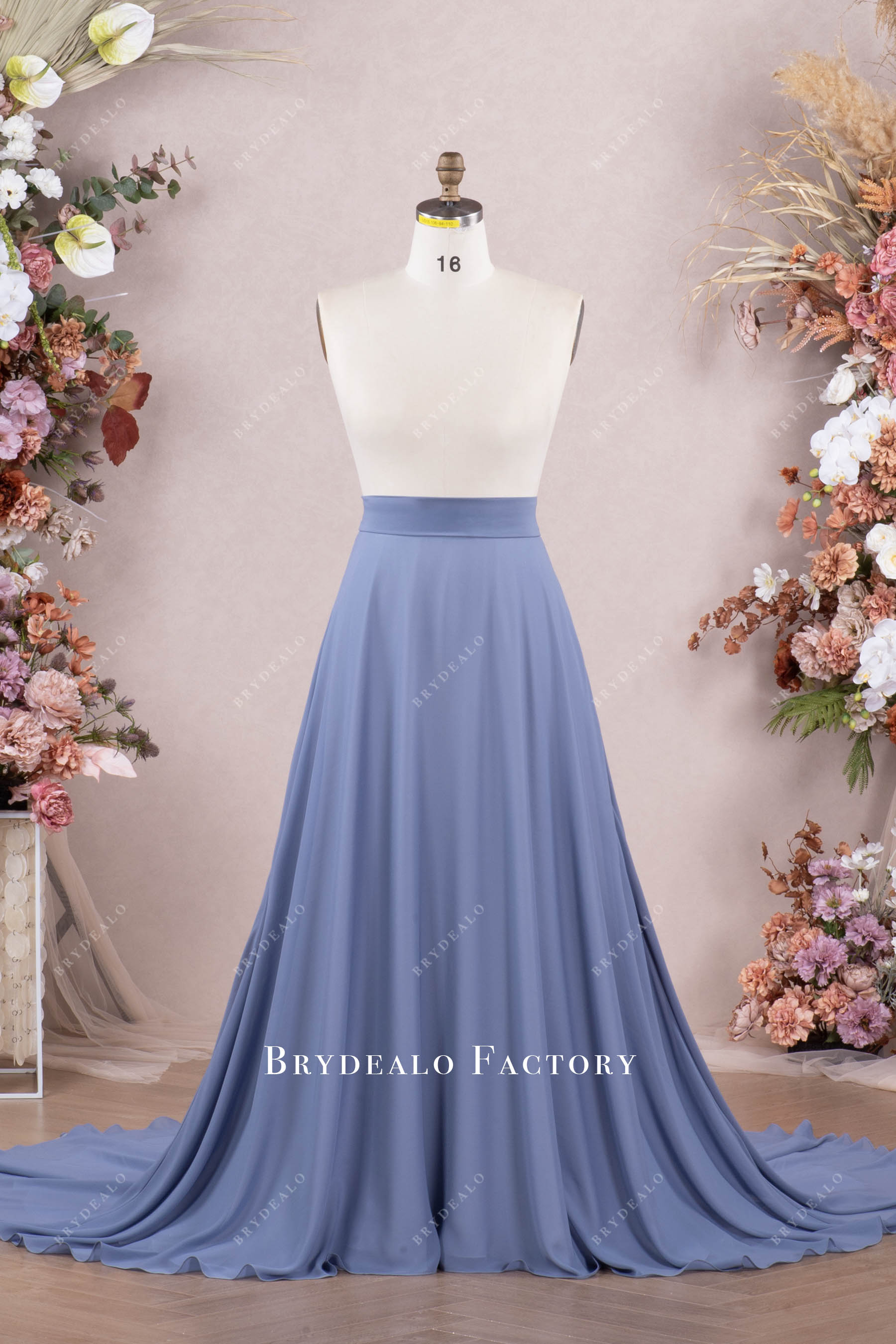 Dusty Blue Long Flowing Chiffon Wedding Skirt Dusty Blue Long Flowing Chiffon Wedding Skirt