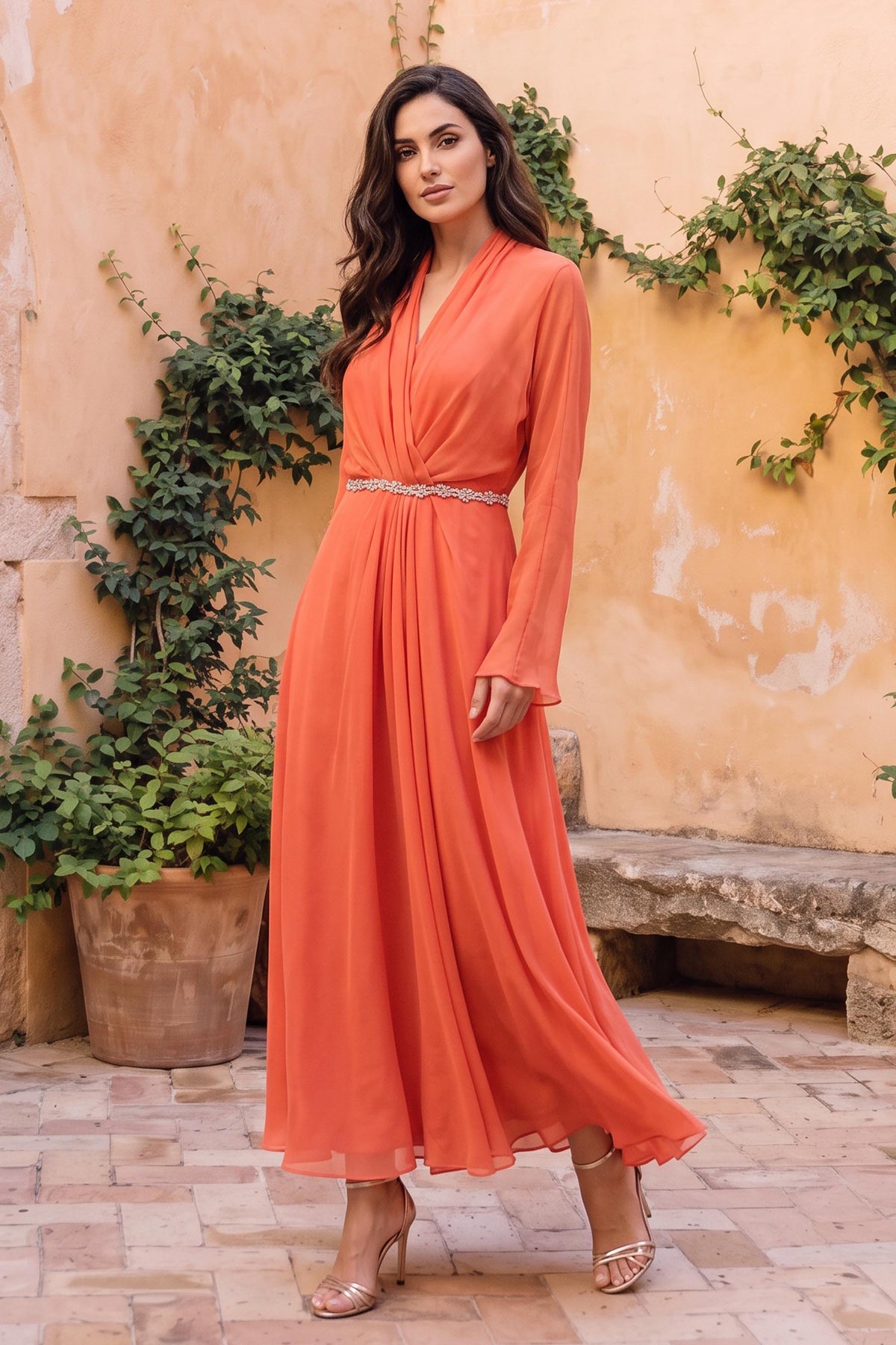 flowing loose wrap bridesmaid dress