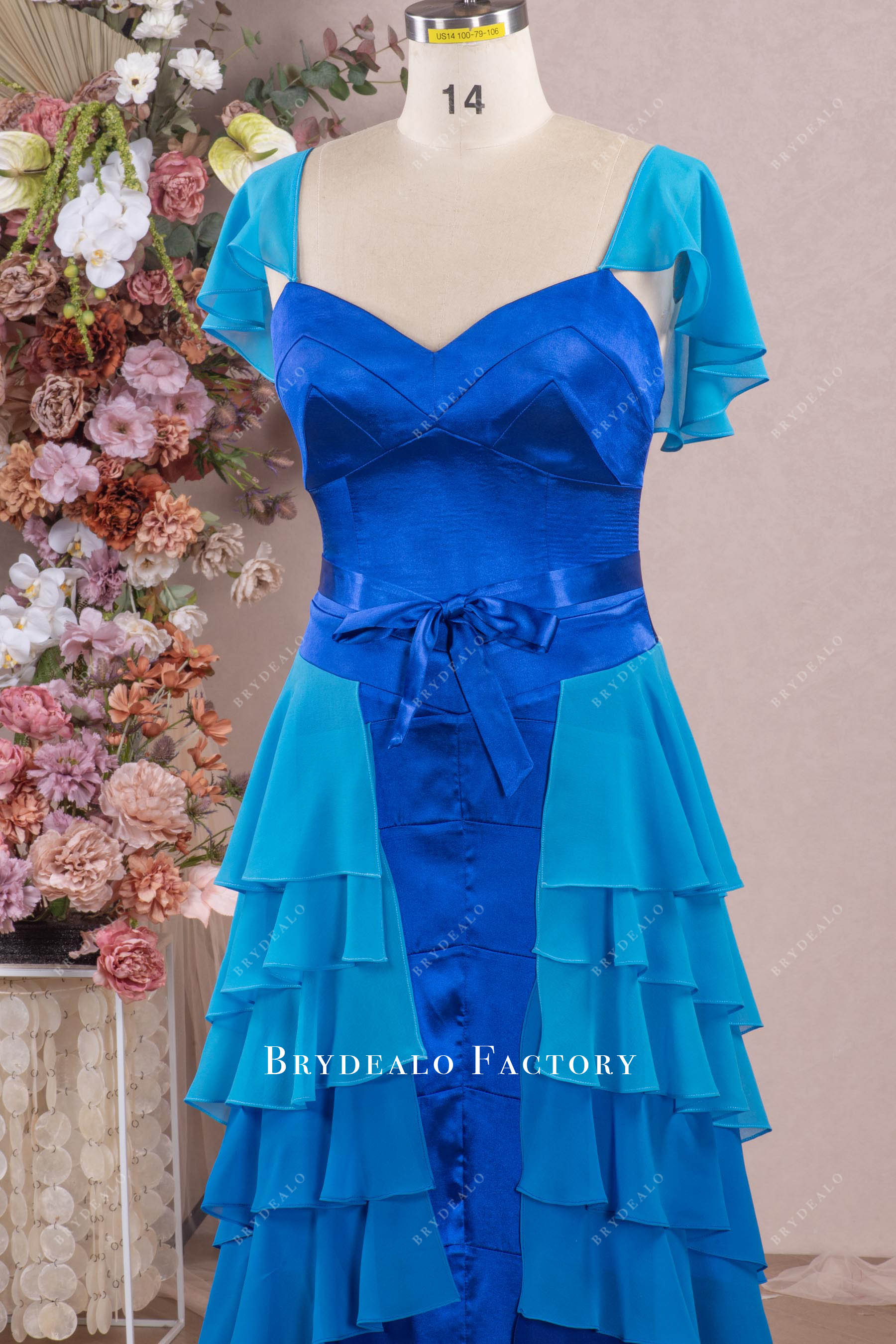 flutter sleeve prom dress