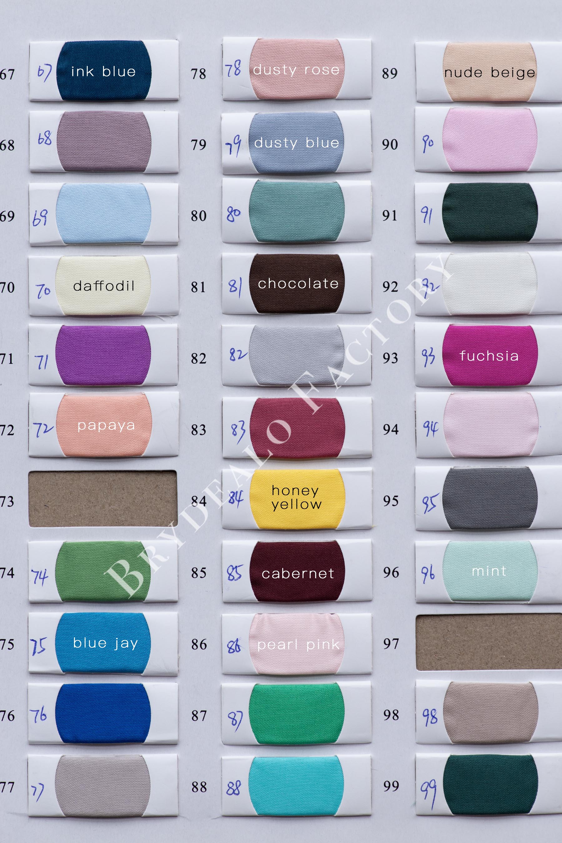 Polyester Lining Fabric Color Chart | 120+ Colors Polyester Lining Fabric Color Chart | 120+ Colors