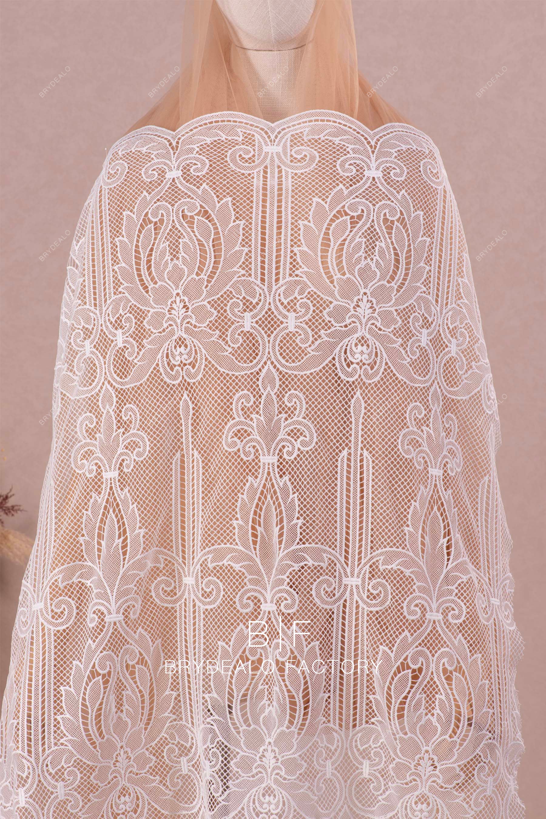 Glamorous Symmetrical Corded Lace Fabric