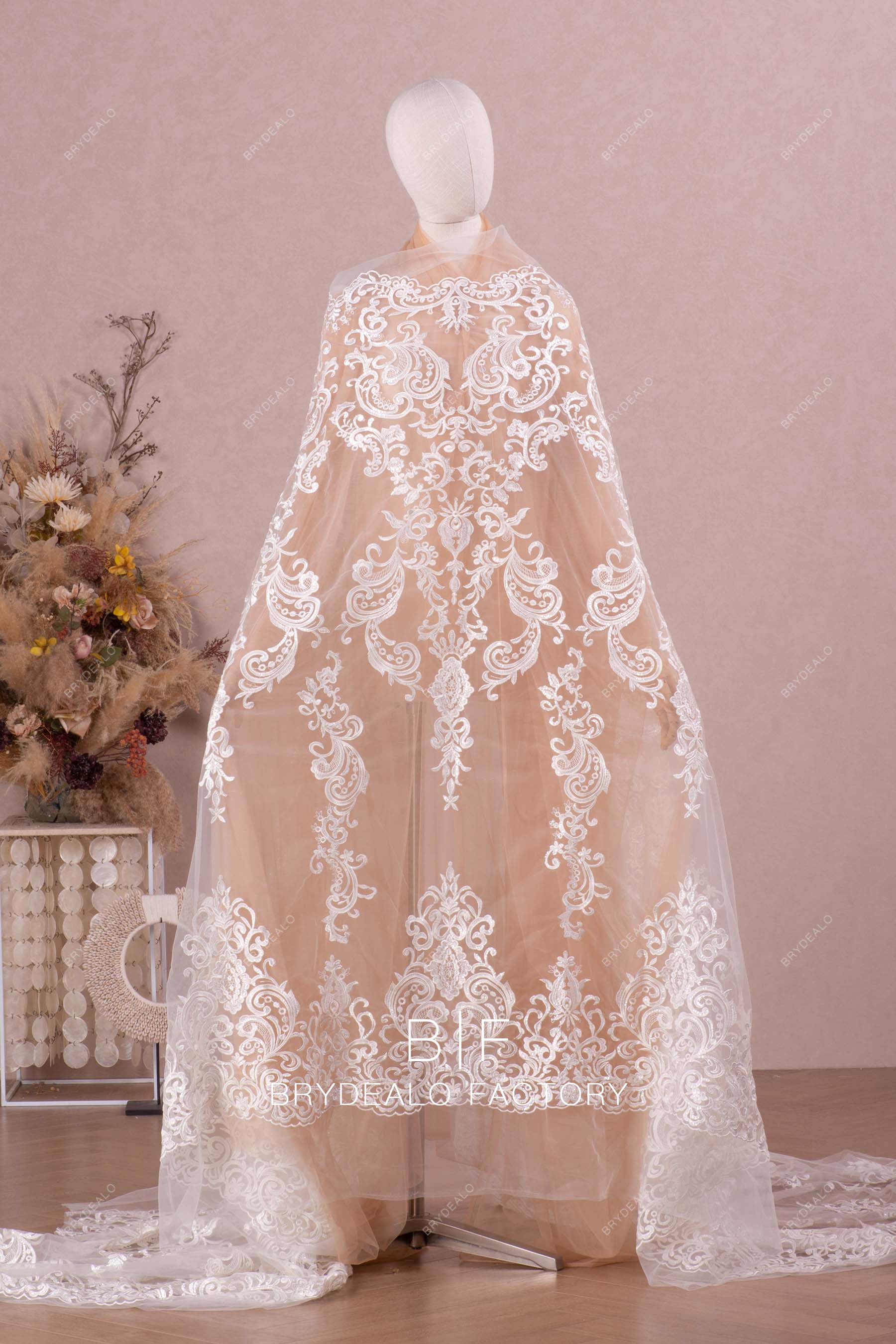 Symmetric Abstract Pattern Lace Fabric Symmetric Abstract Pattern Lace Fabric