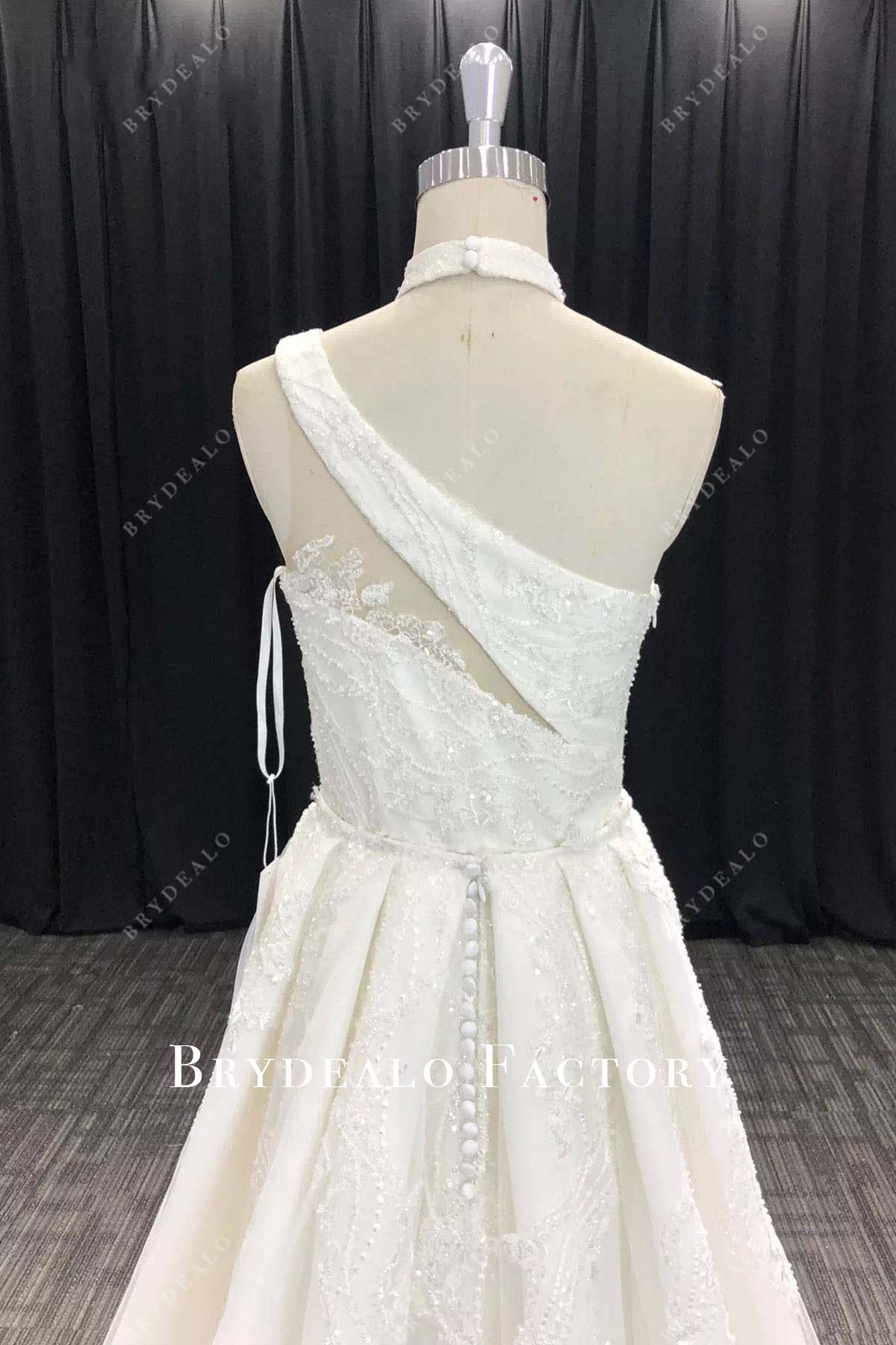 glitter lace a line wedding dress