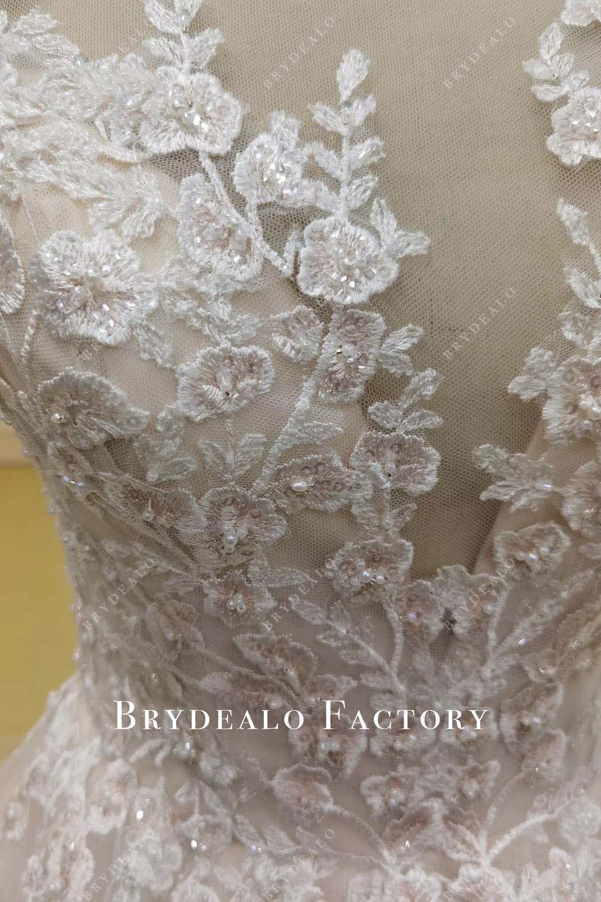 glitter lace appliques wedding dress
