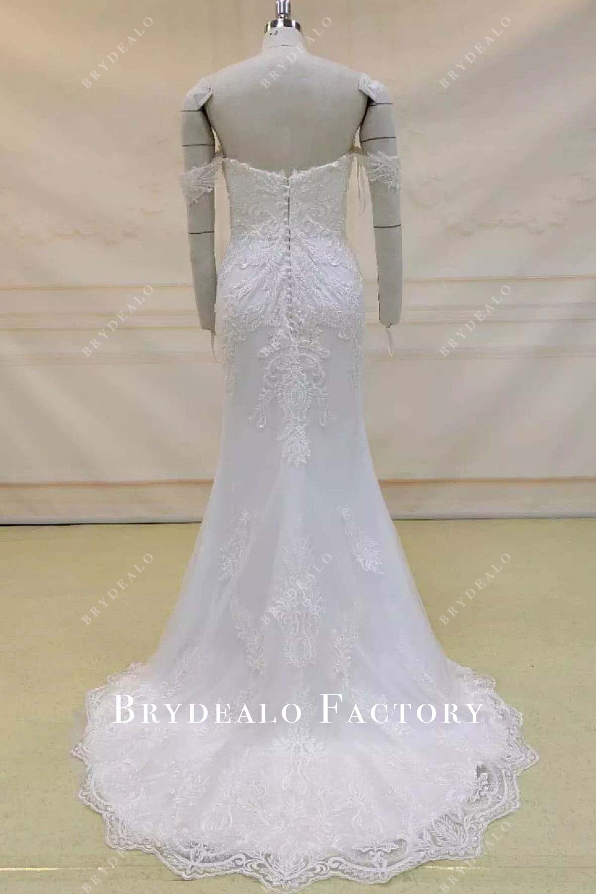 glitter lace open back mermaid wedding dress