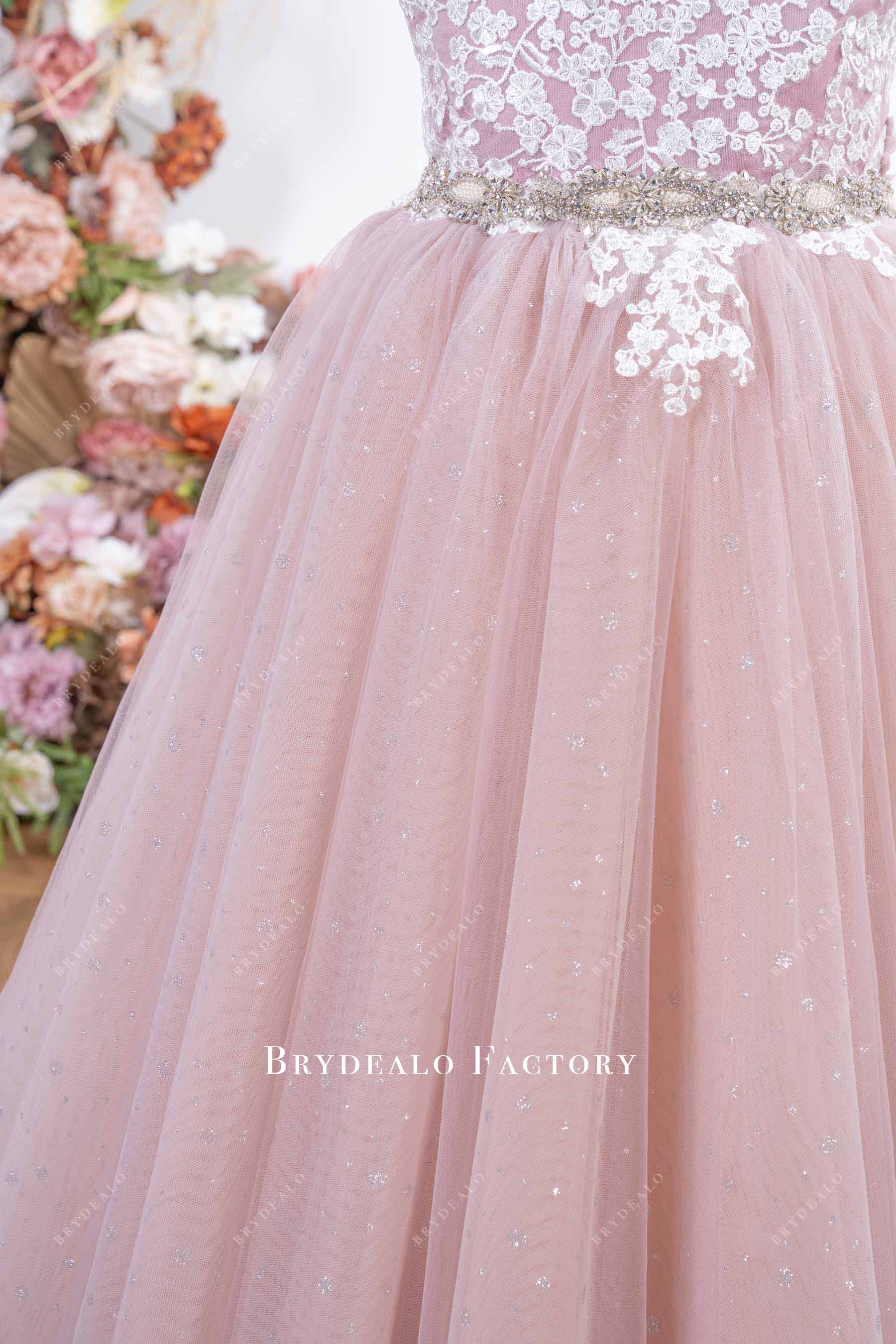 glitter polka dot tulle flower girl dress