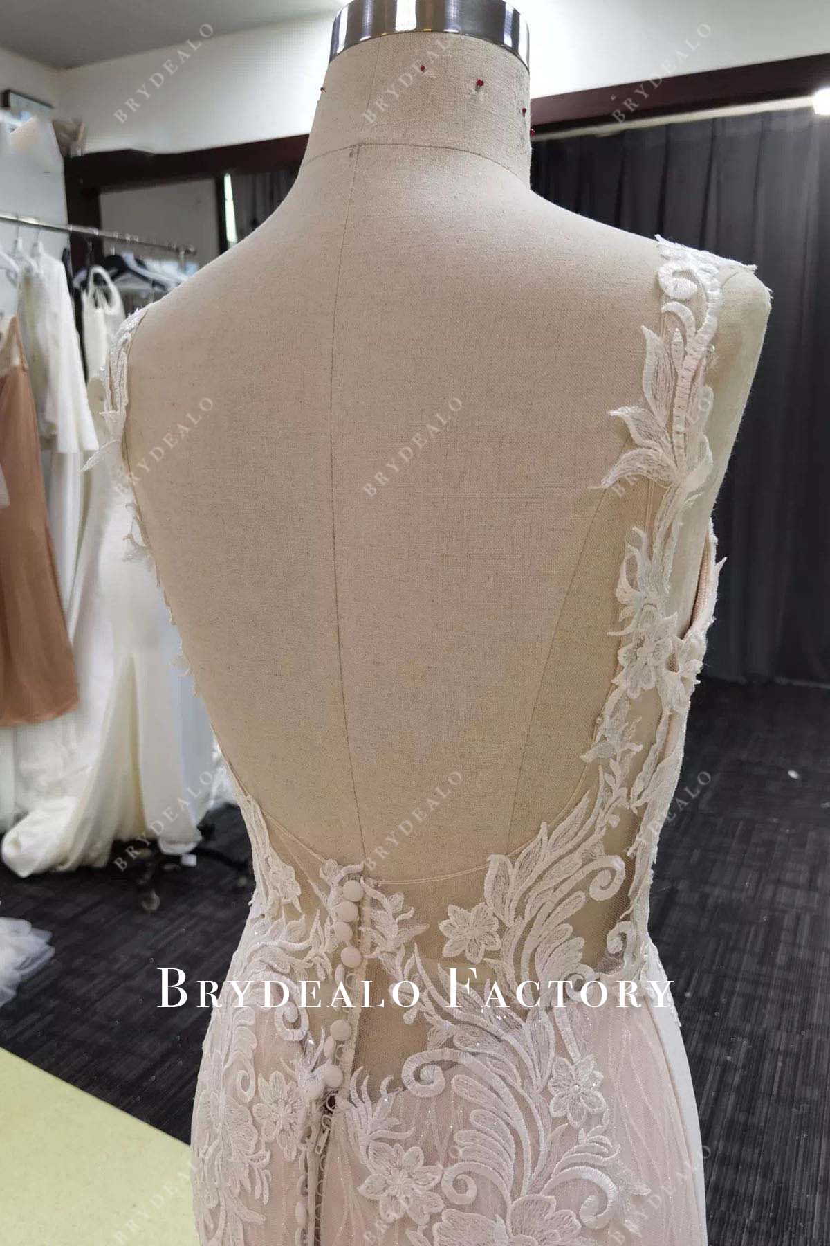 glitter sheer lace wedding dress