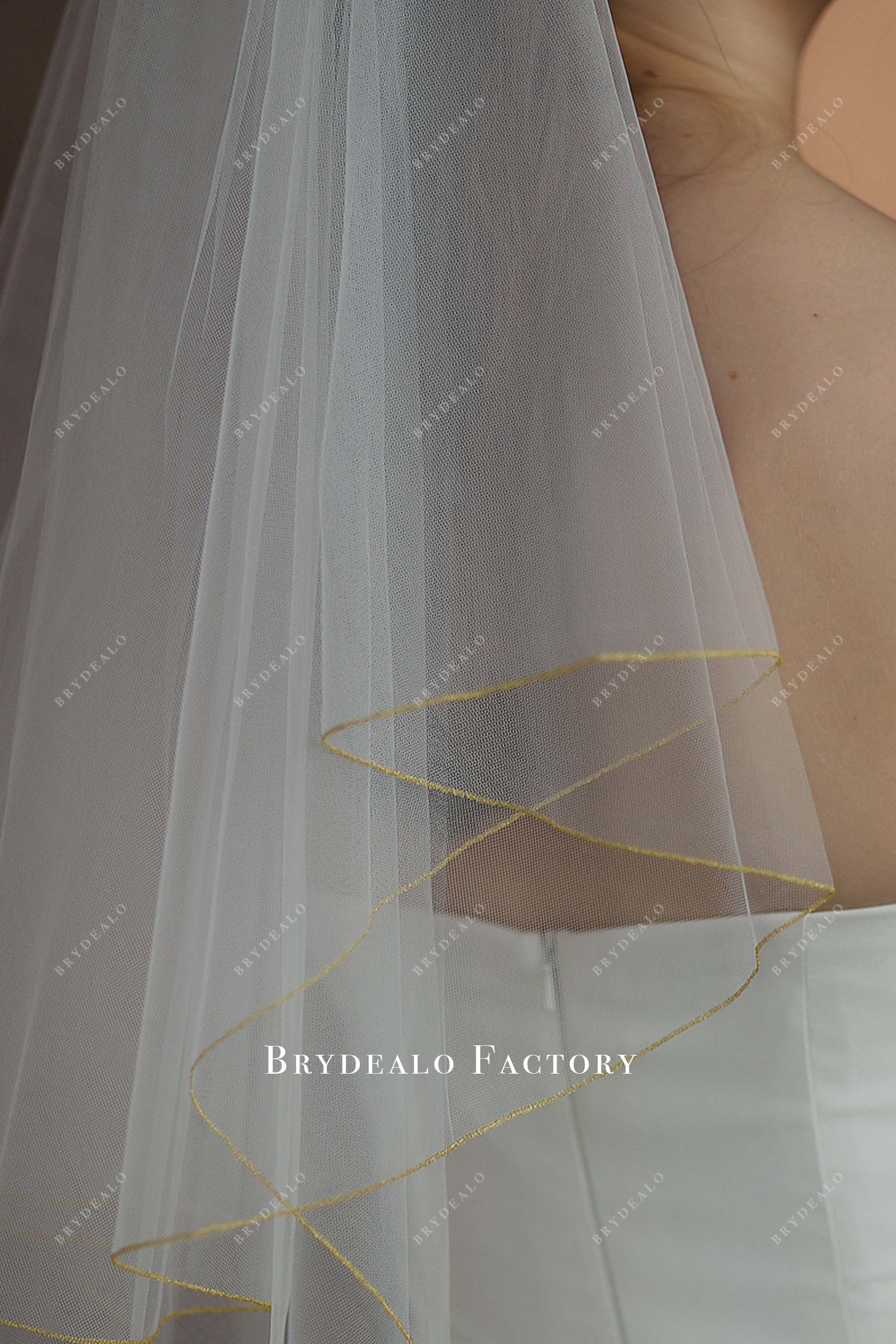 gold edge tulle bridal veil