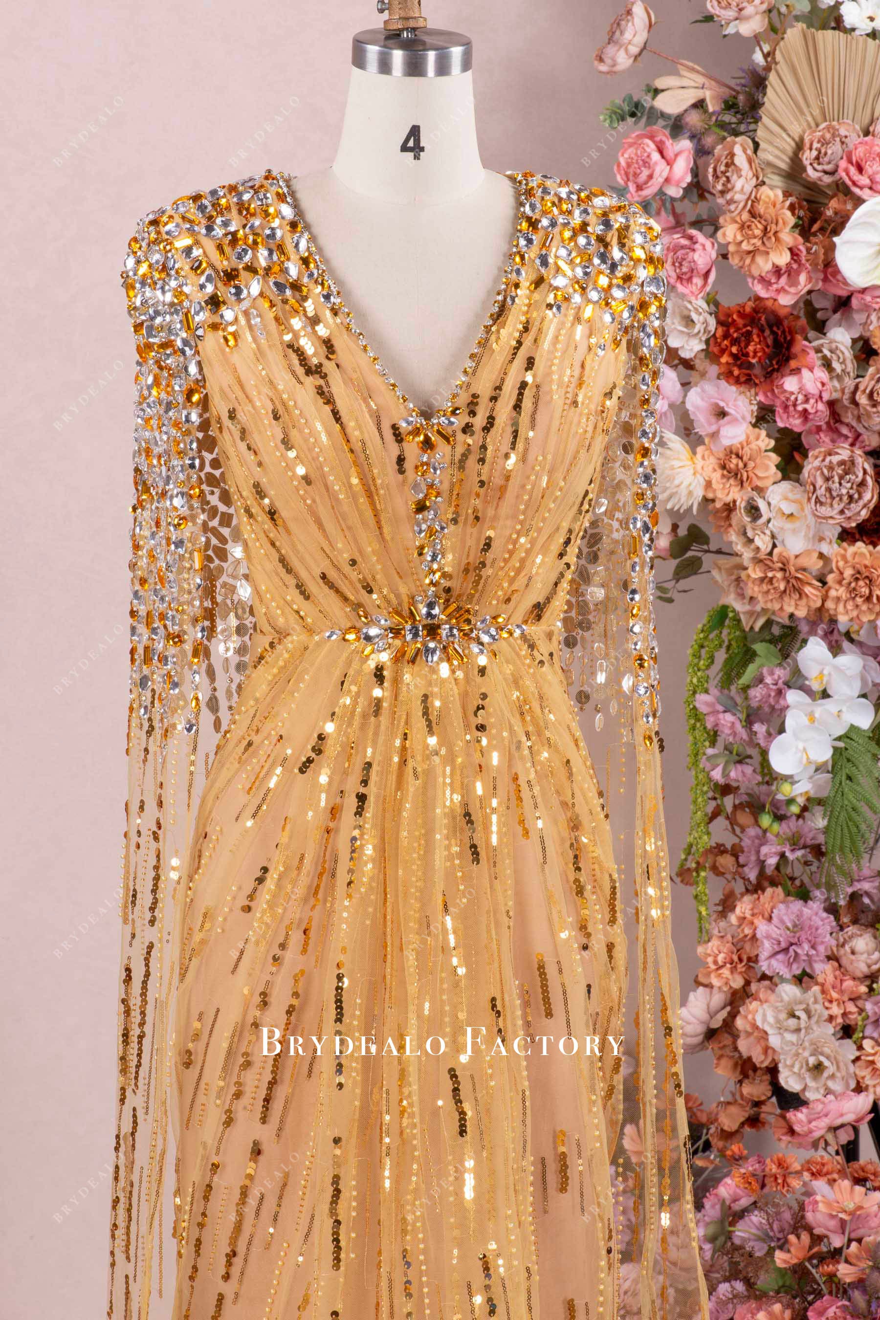 Sparkly God Hand-Sewn Rhinestone Red Carpet Dress