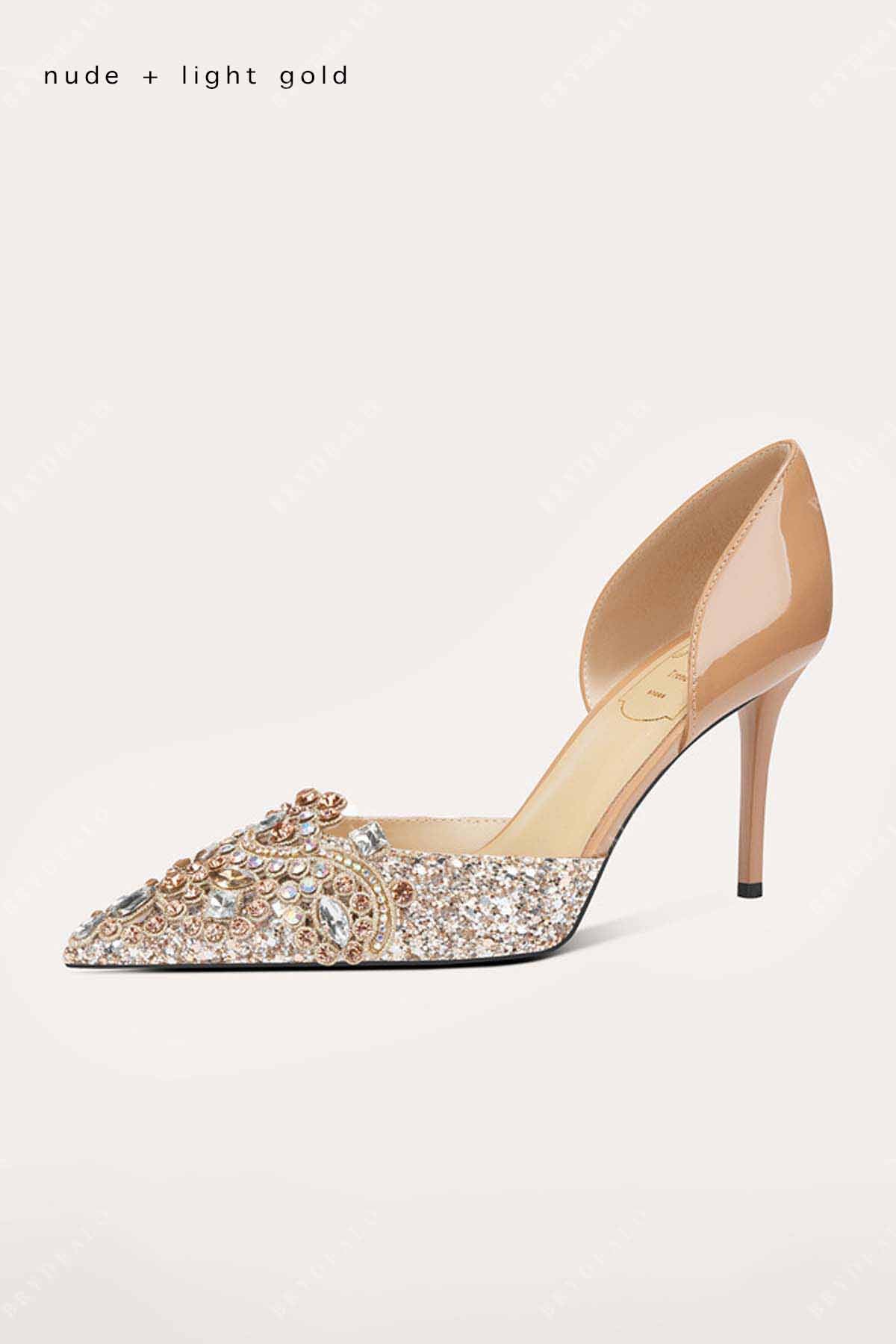 gold rhinestone wedding shoes