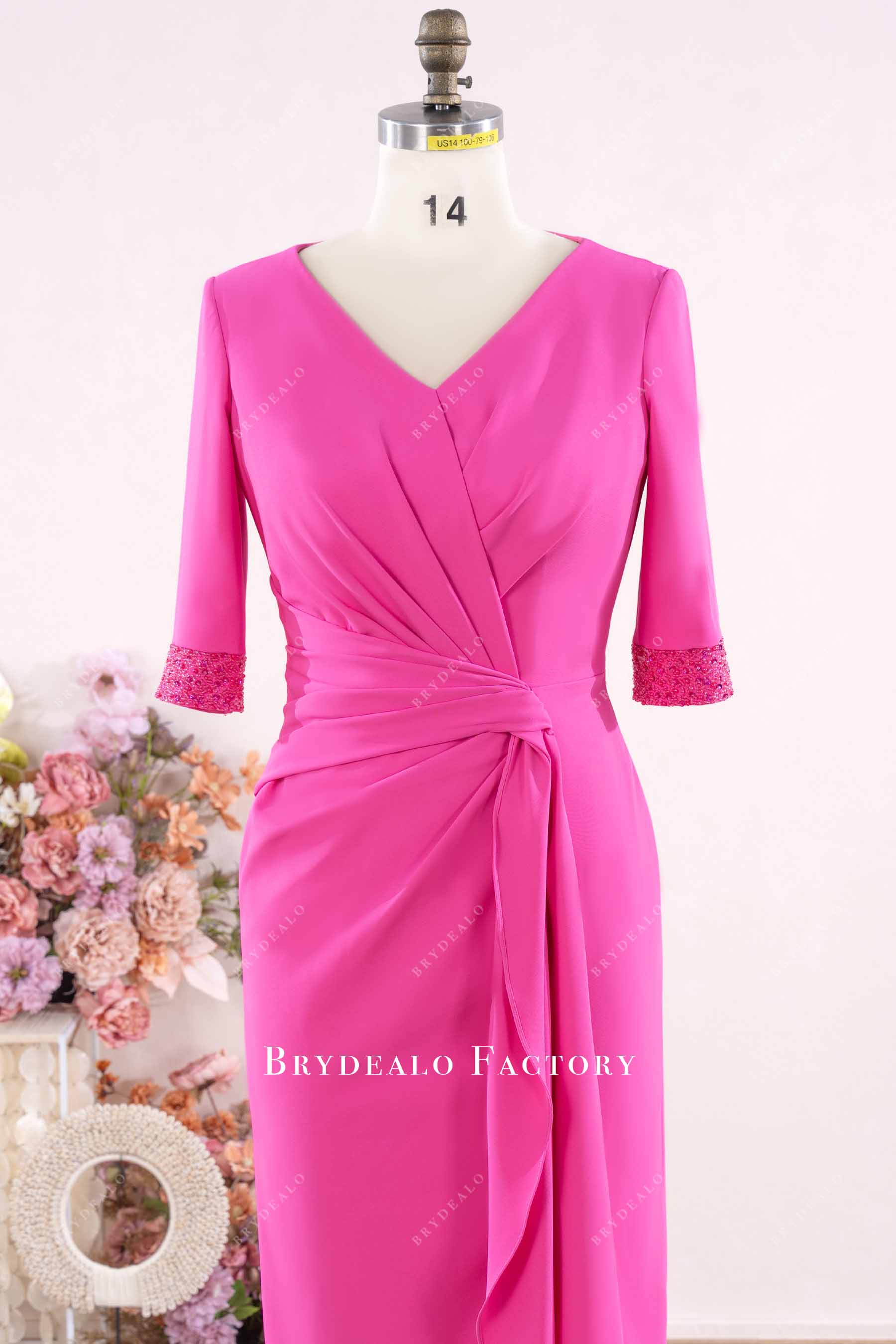 half sleeve beaded cuff formal dress