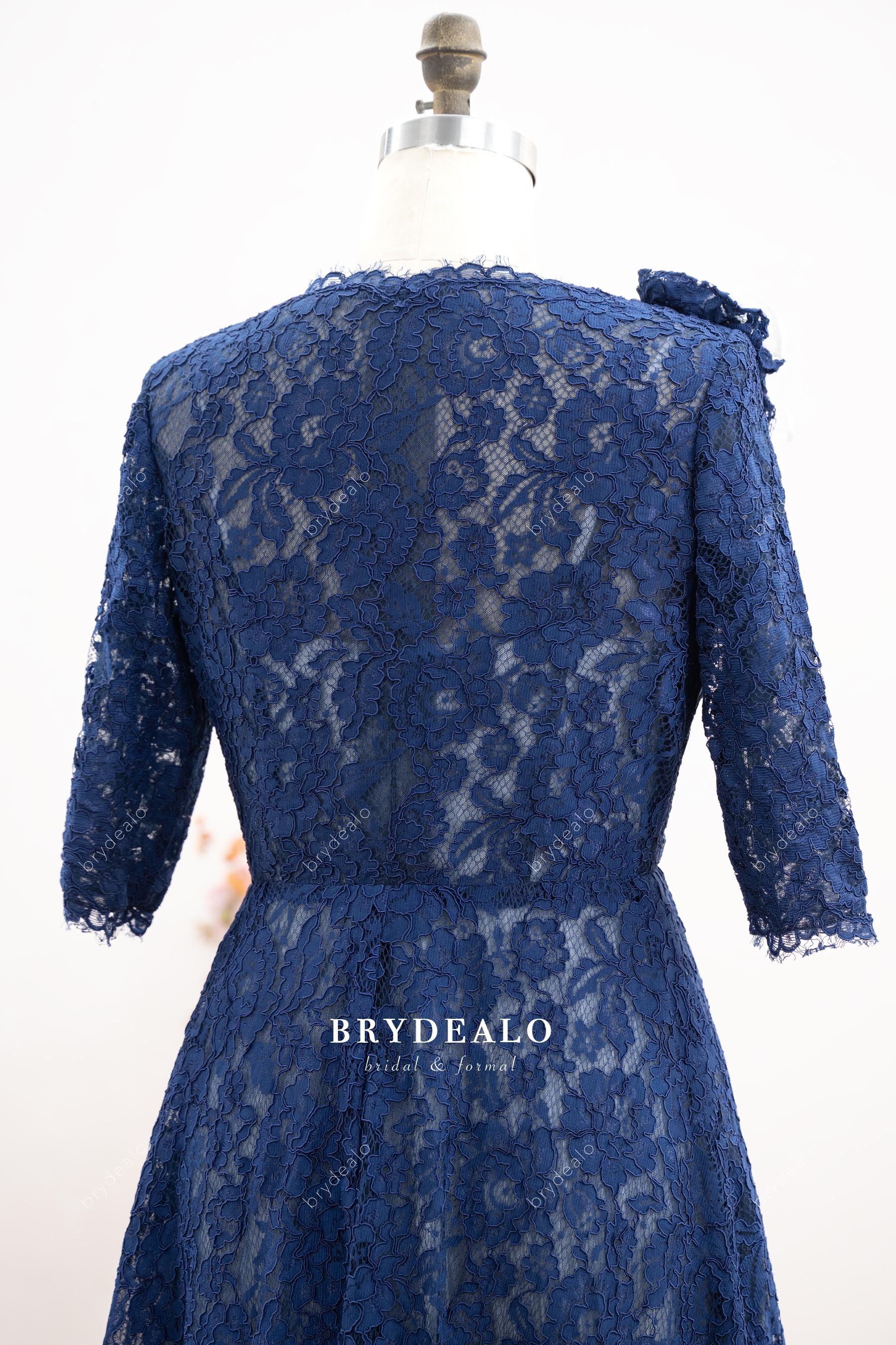 half sleeve navy formal dress