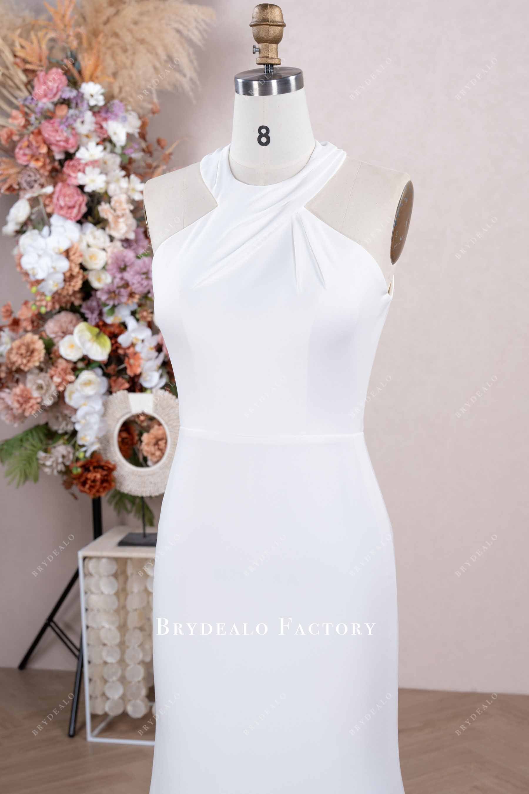 halter crepe bridal shower dress