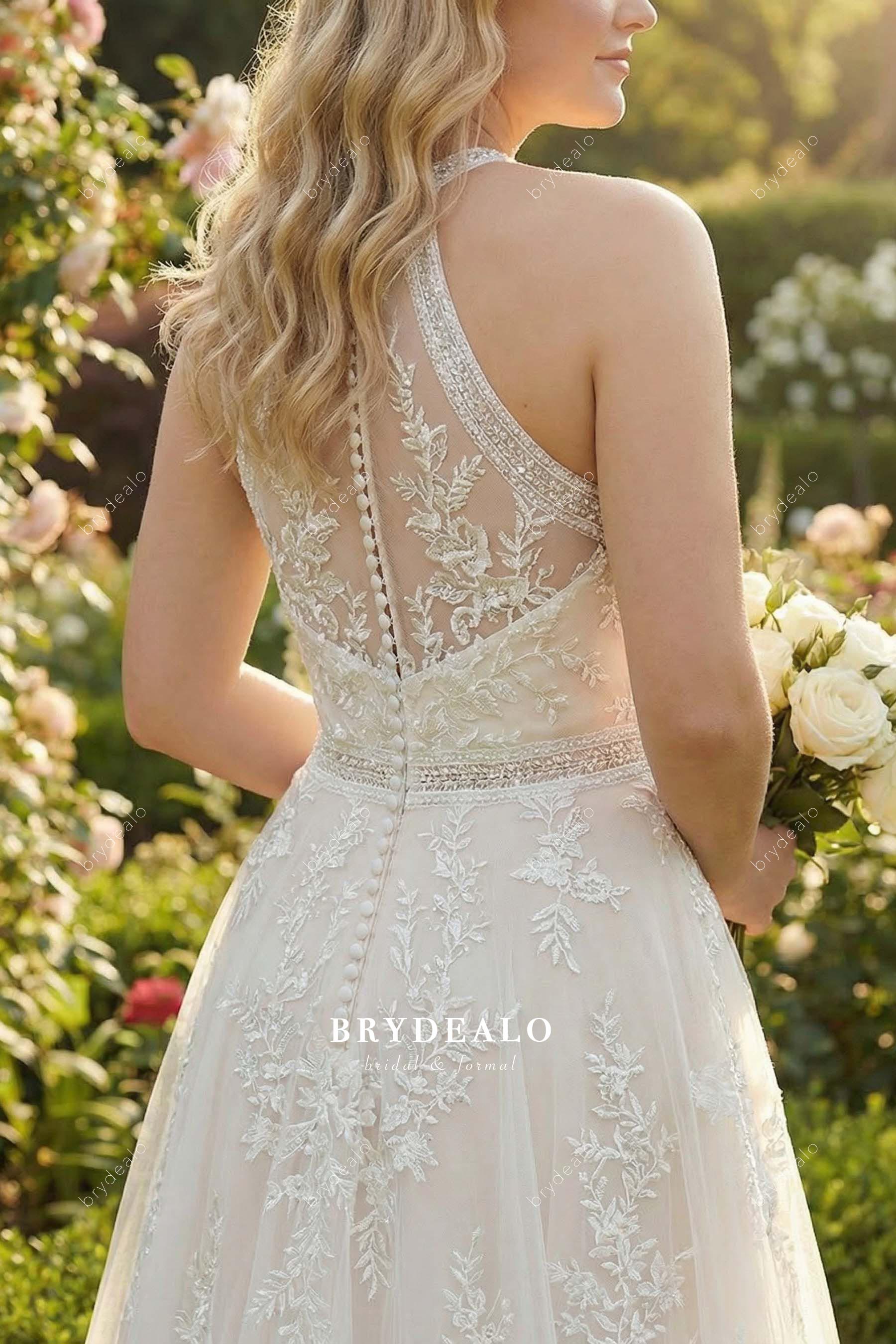 halter neck back wedding dress