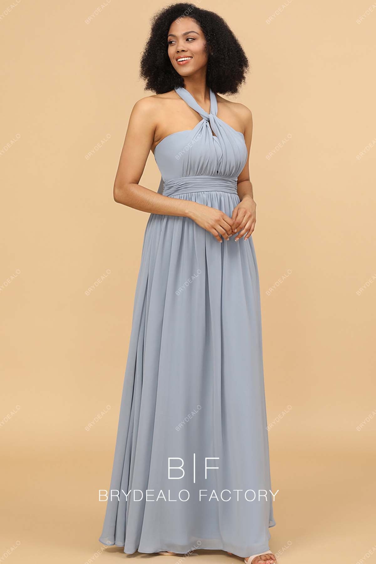 sleeveless halter neck grey multi way bridesmaid dress