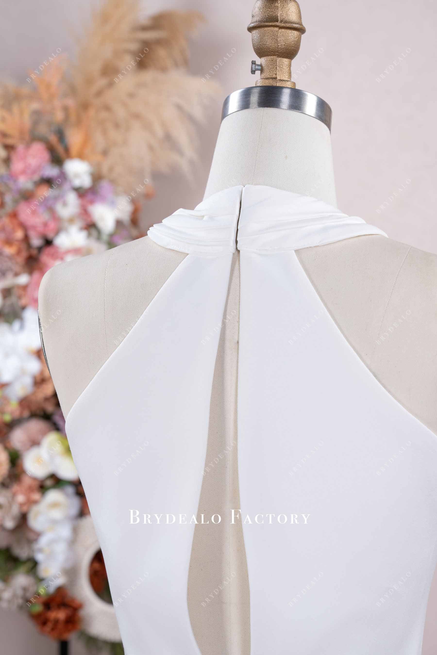 halter open back crepe bridal gown