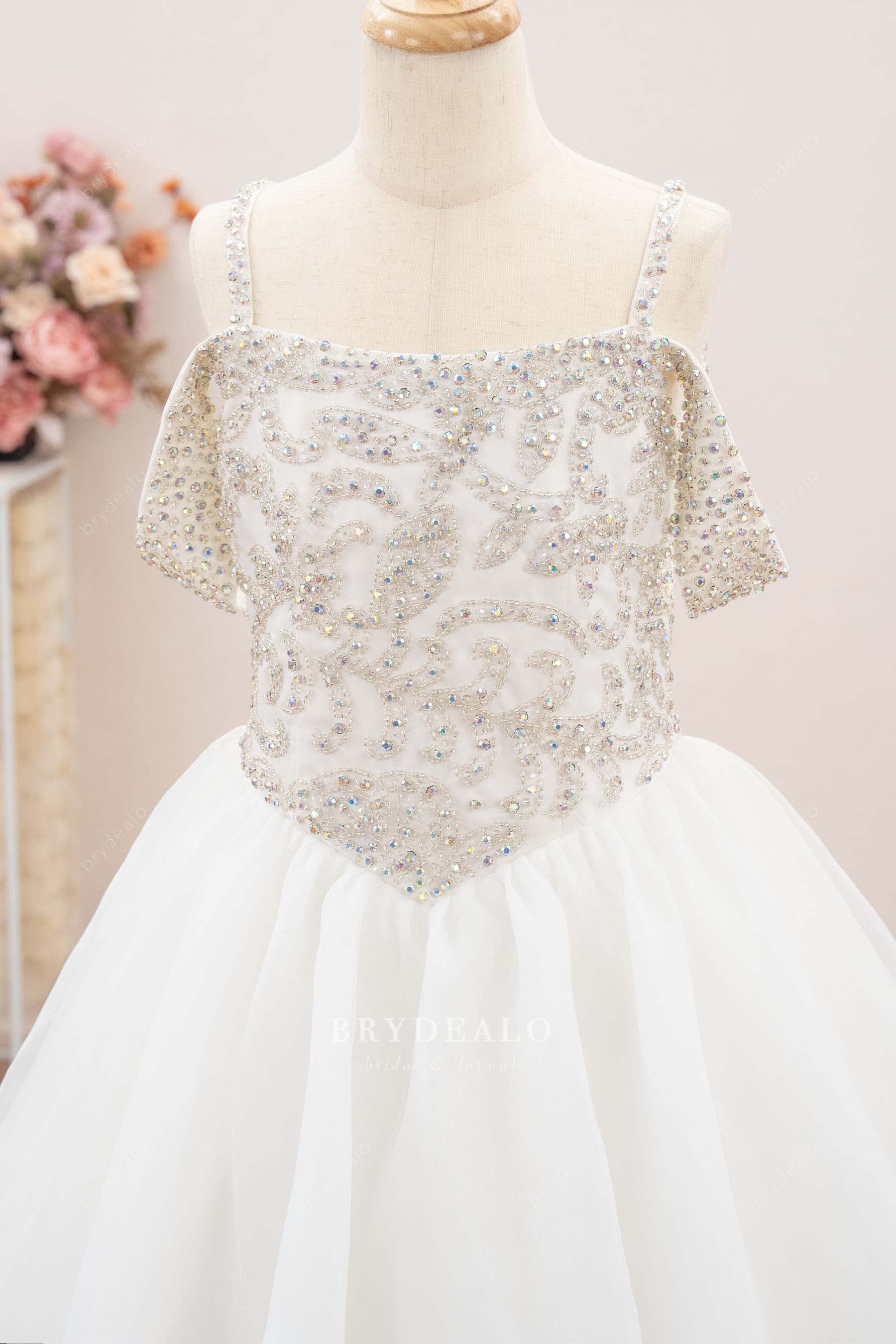 hand-sewn beaded little girl formal dress