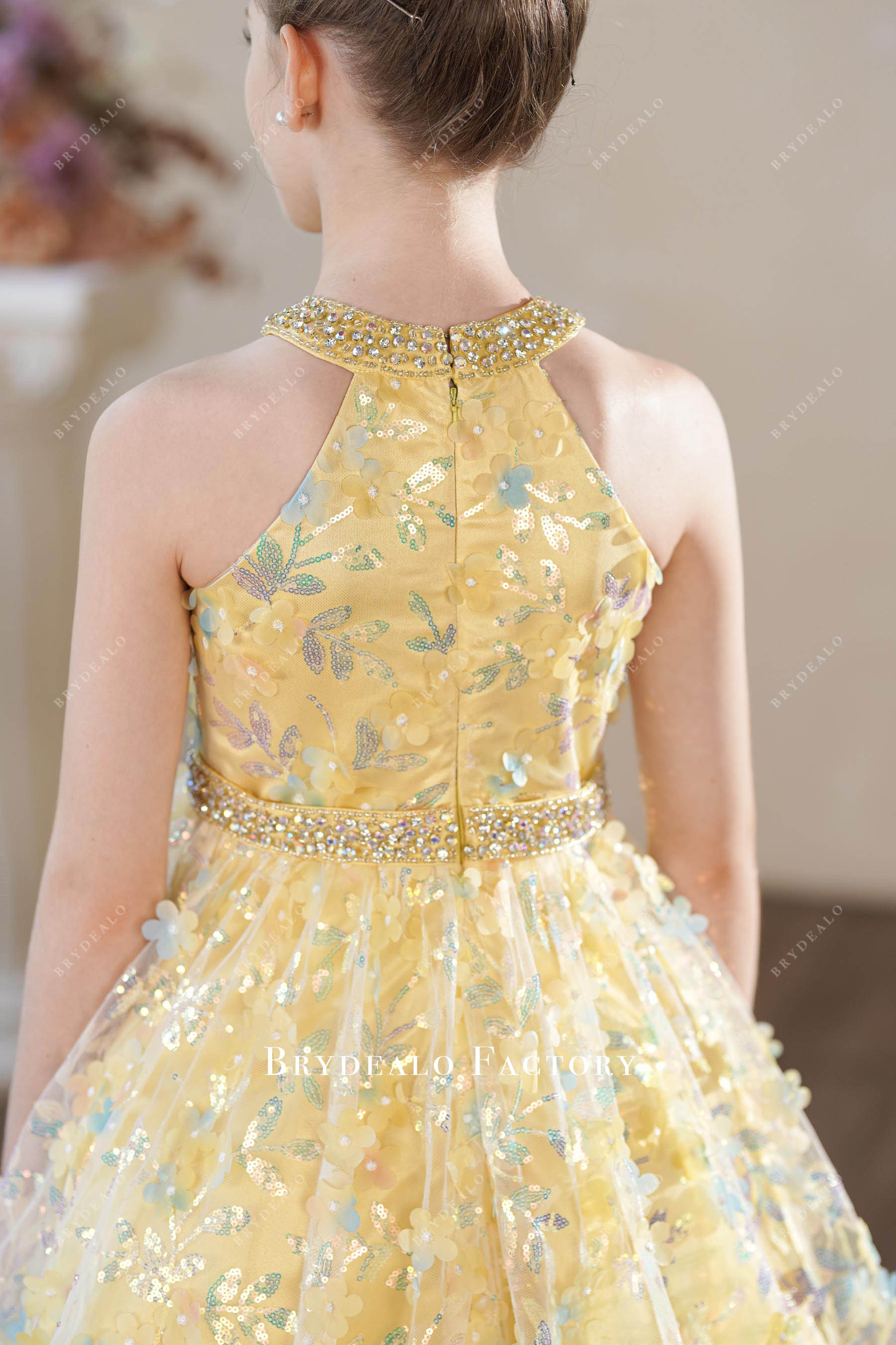 hand-sewn beading waistband kids dress