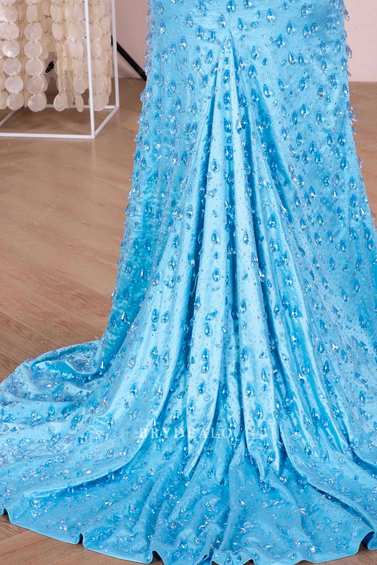 hand-sewn drop crystal prom dress