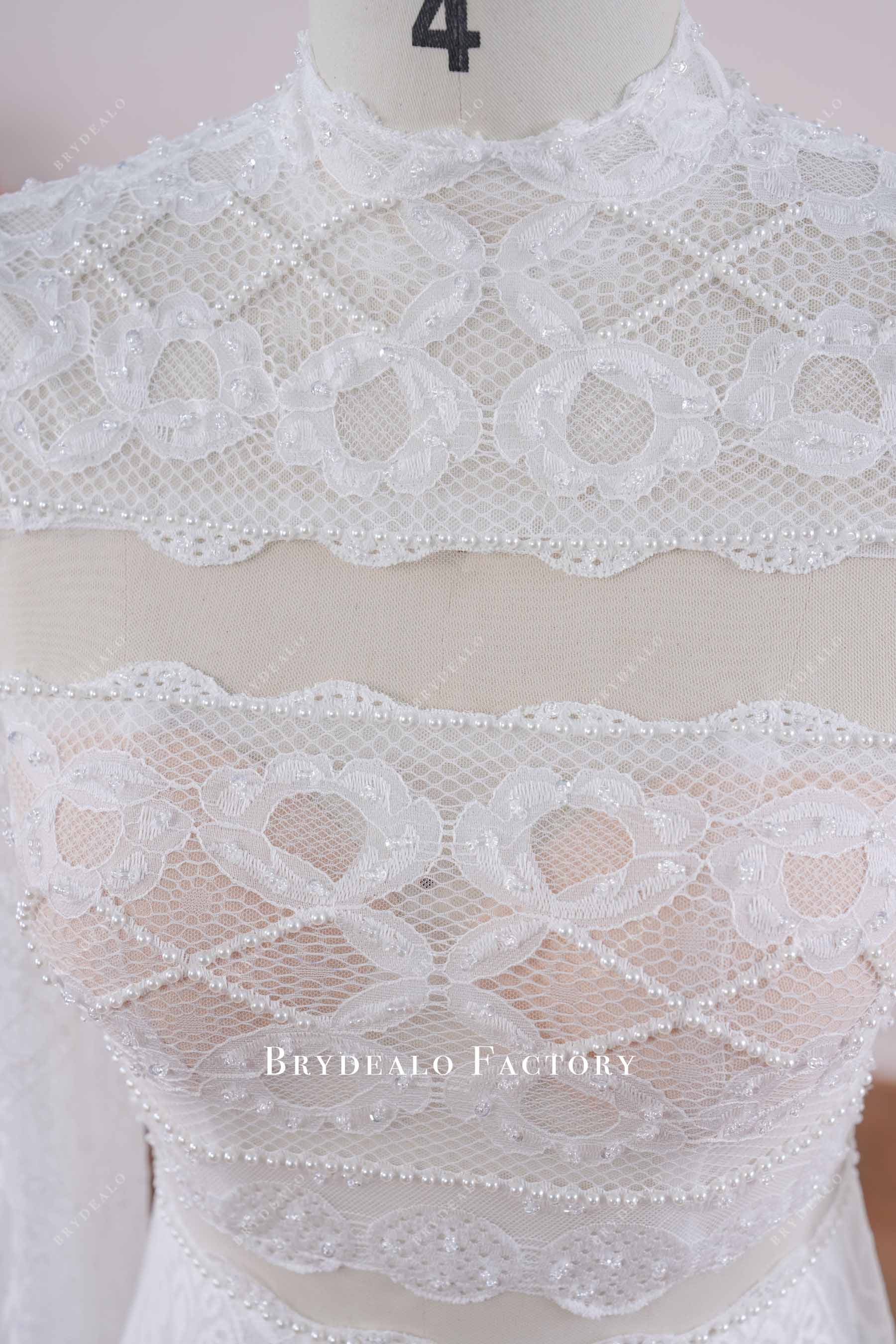 hand-sewn pearl boho bridal dress