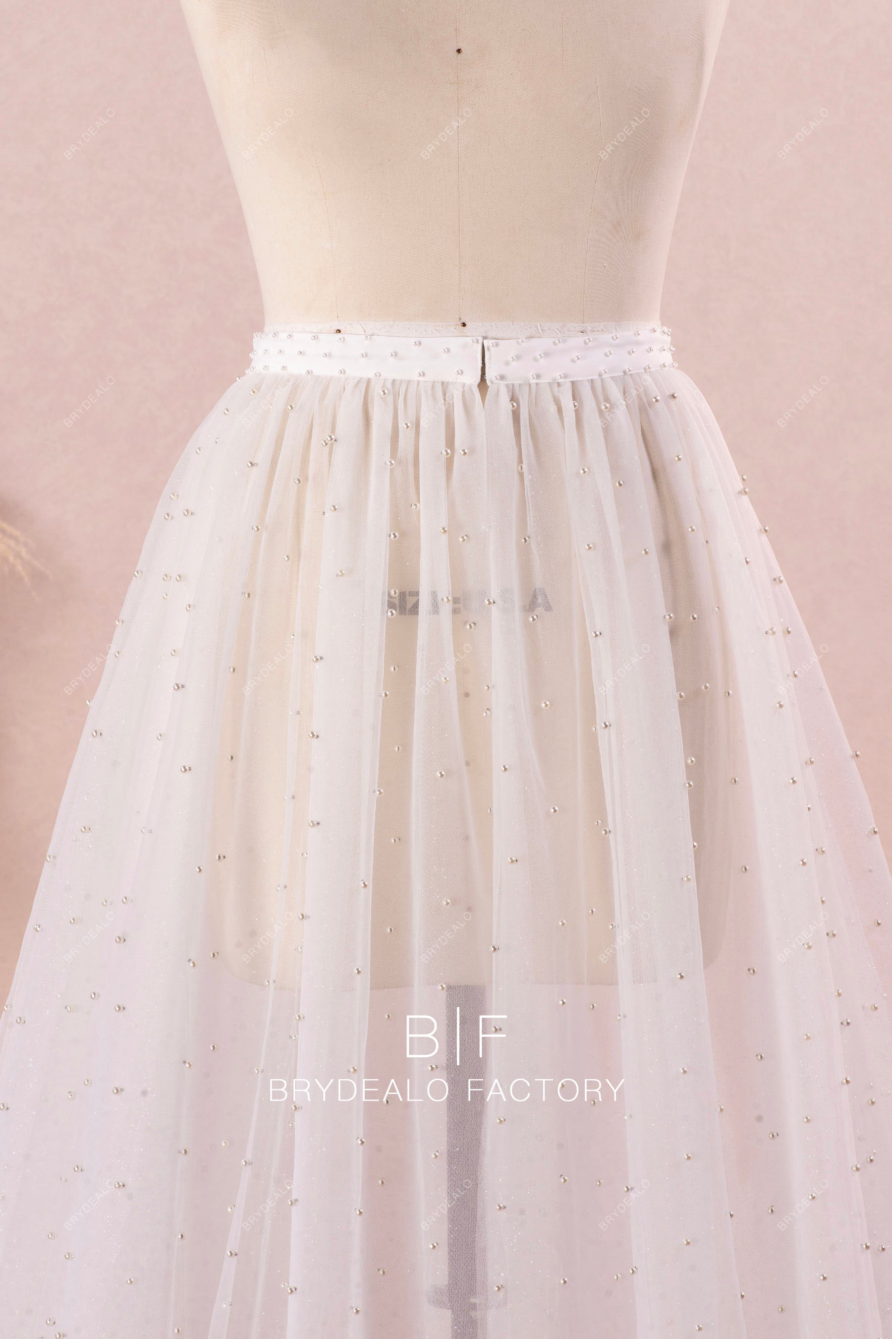 hand-sewn pearl waistband overskirt