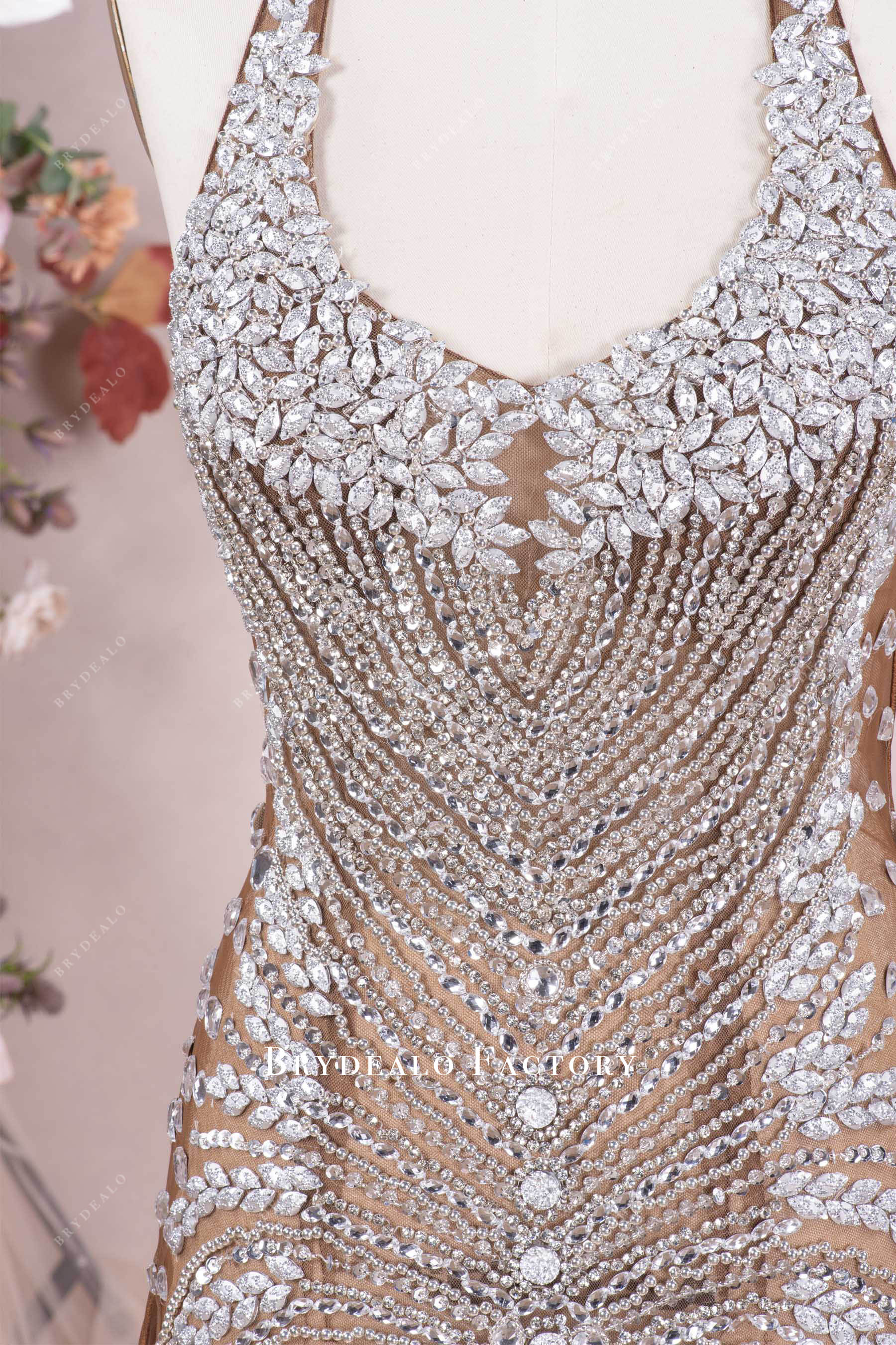 hand-sewn rhinestone prom dress