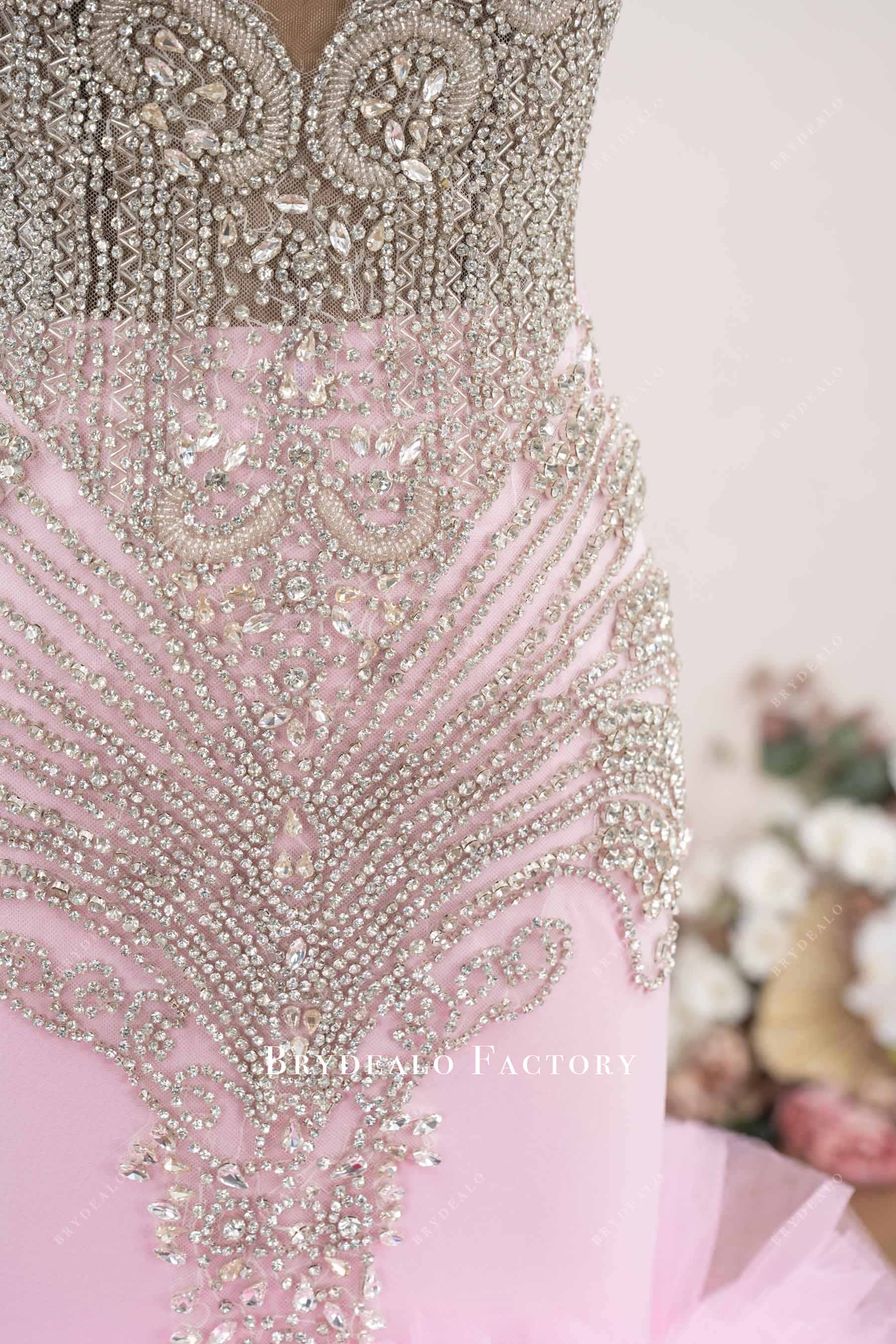 hand-sewn rhinestone prom dress