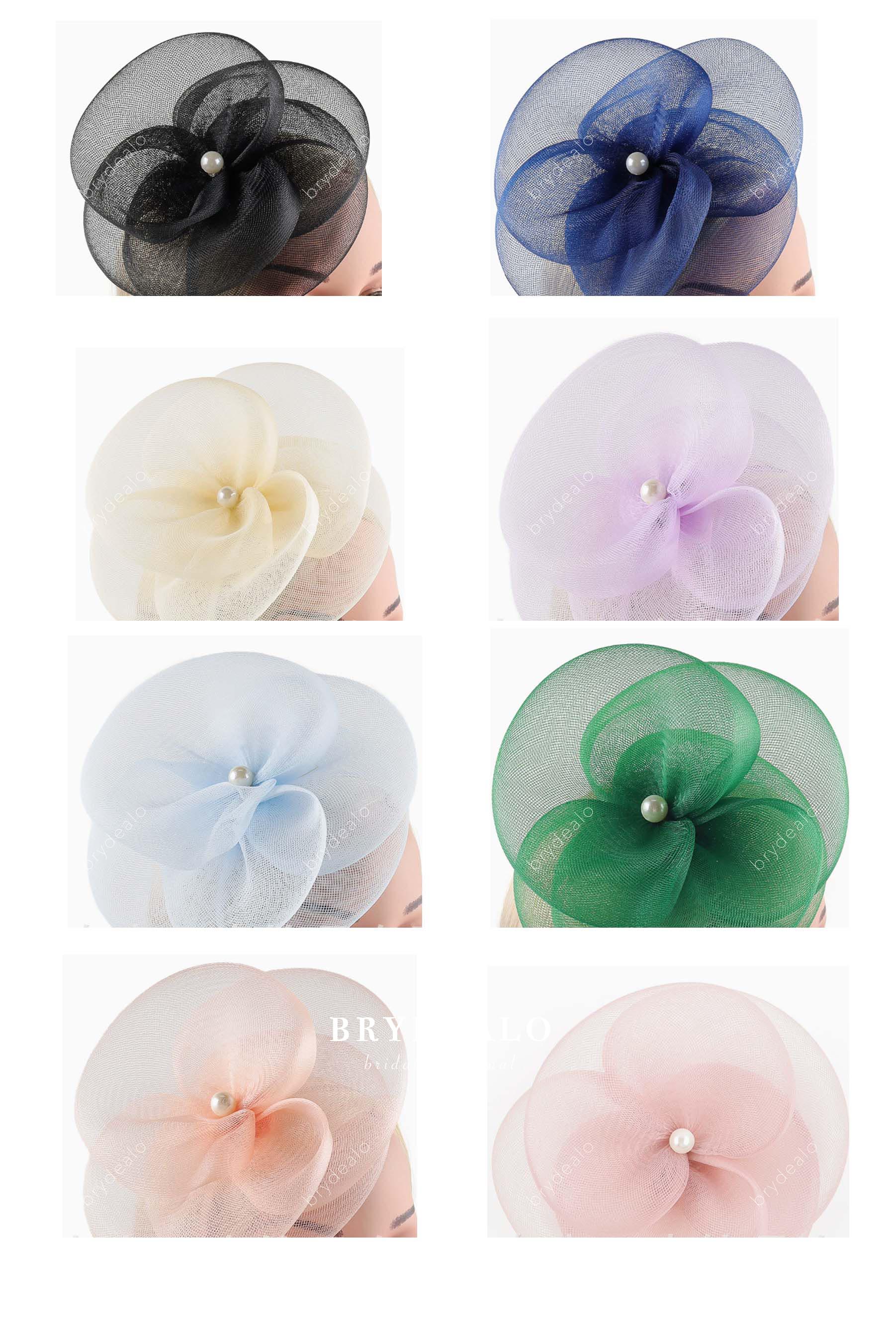 Peach Pink Large Mesh Flower Hairband