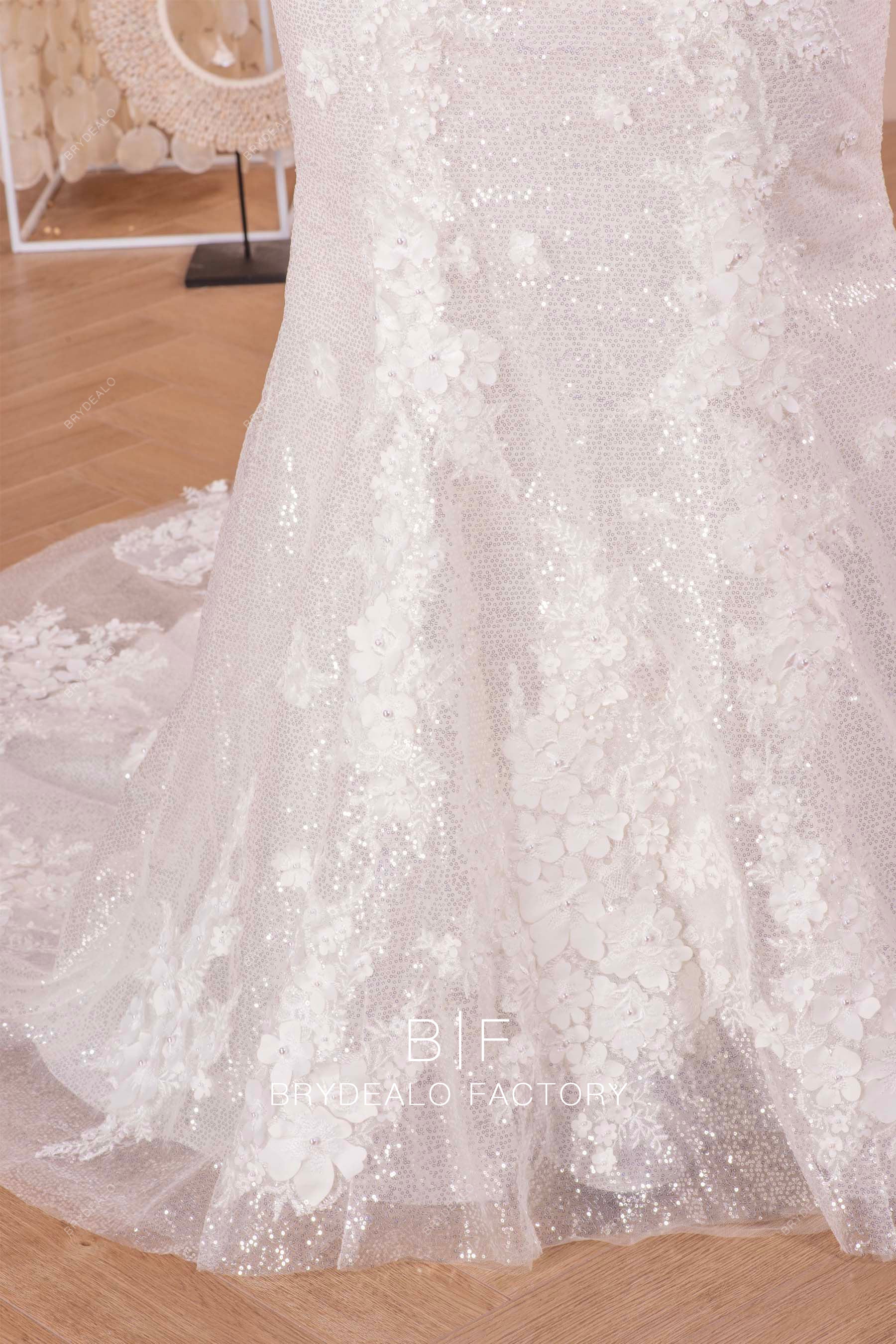 handmade pearl flower wedding dress