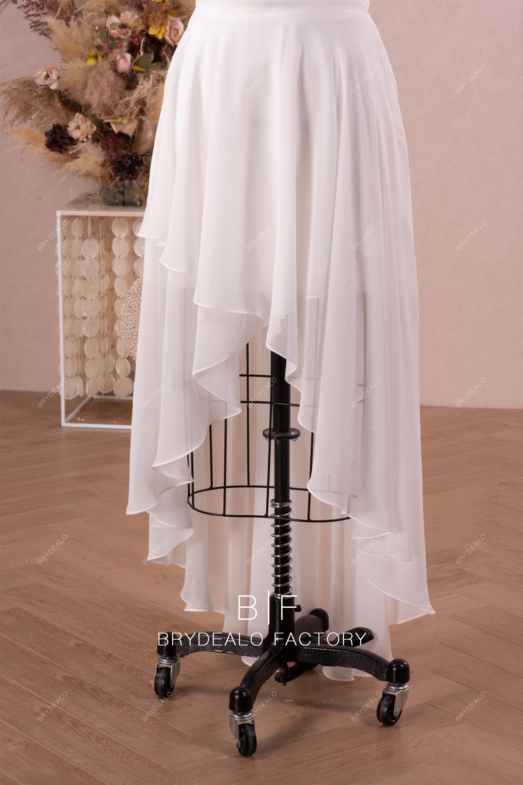 hi-lo floor length wedding dress