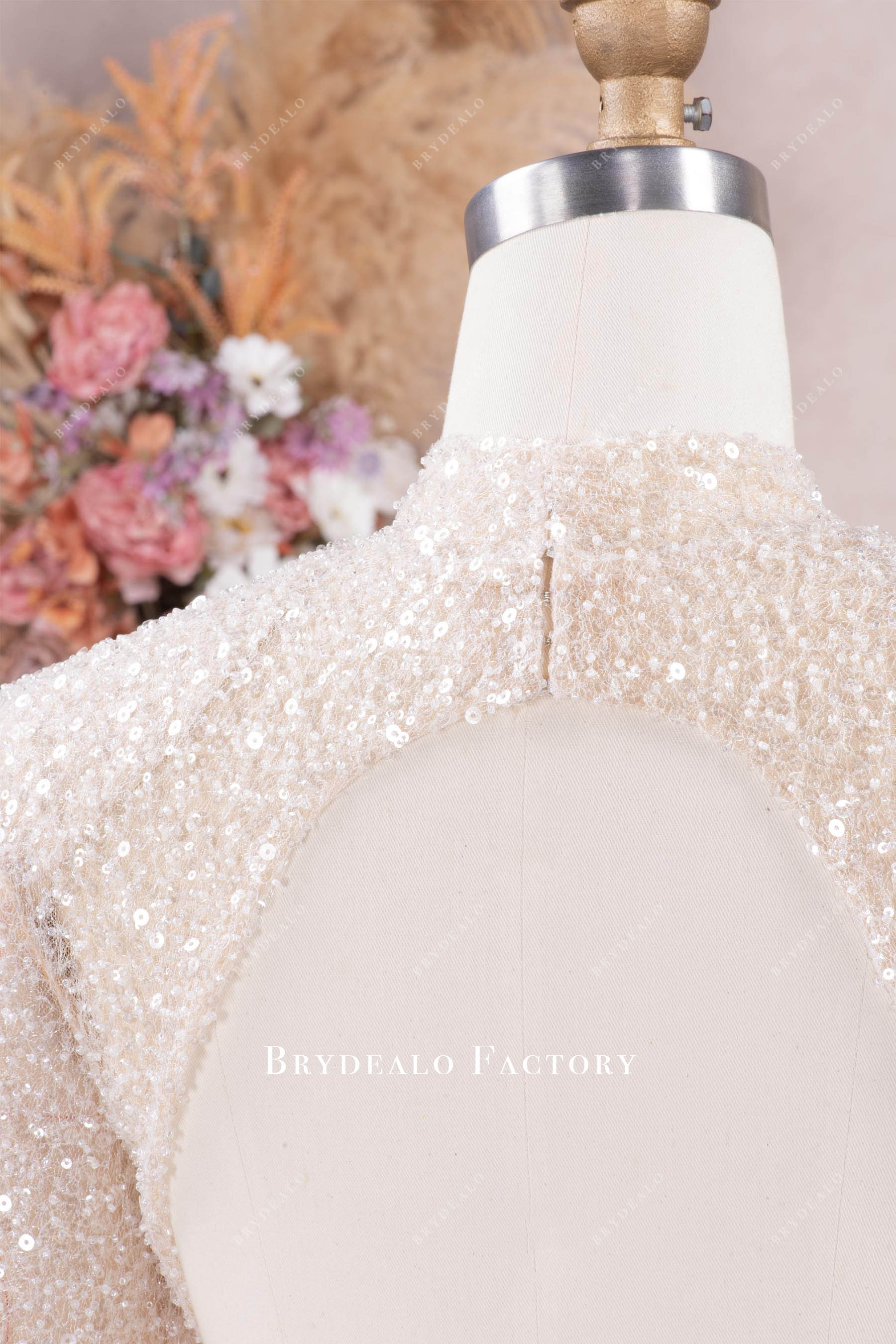 high neck keyhole back wedding dress